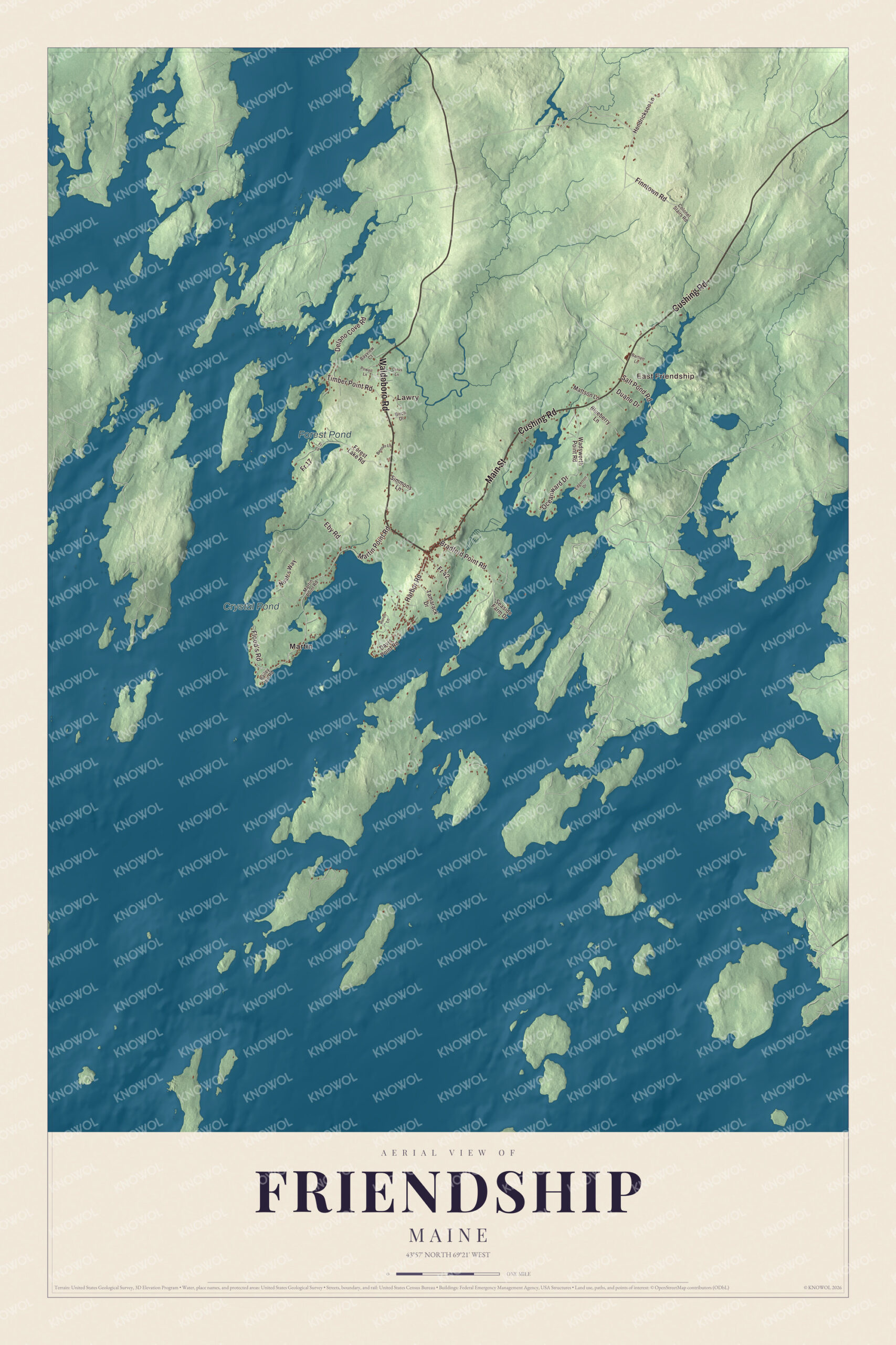 Protected watermarked complete map of Friendship, Maine