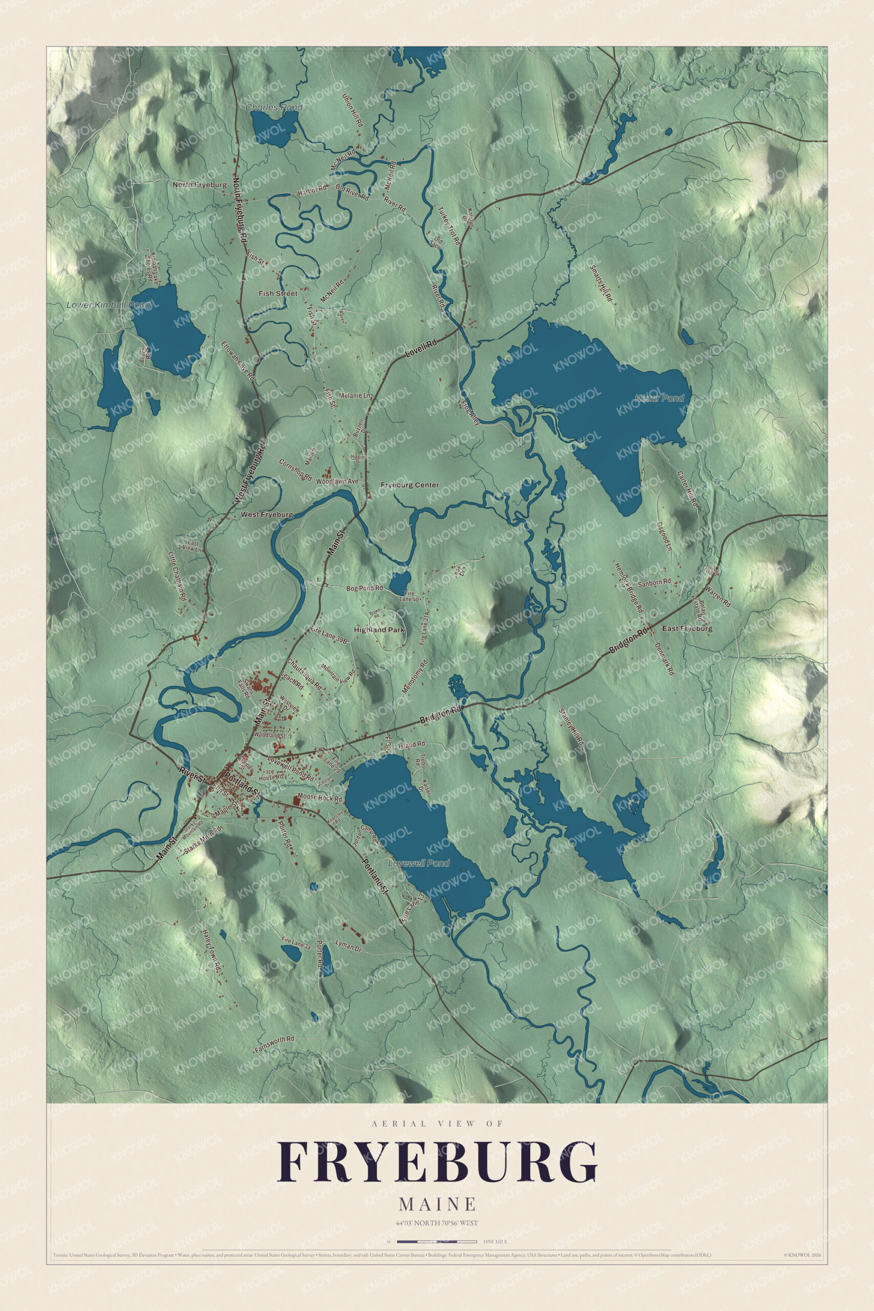 Protected watermarked complete map of Fryeburg, Maine