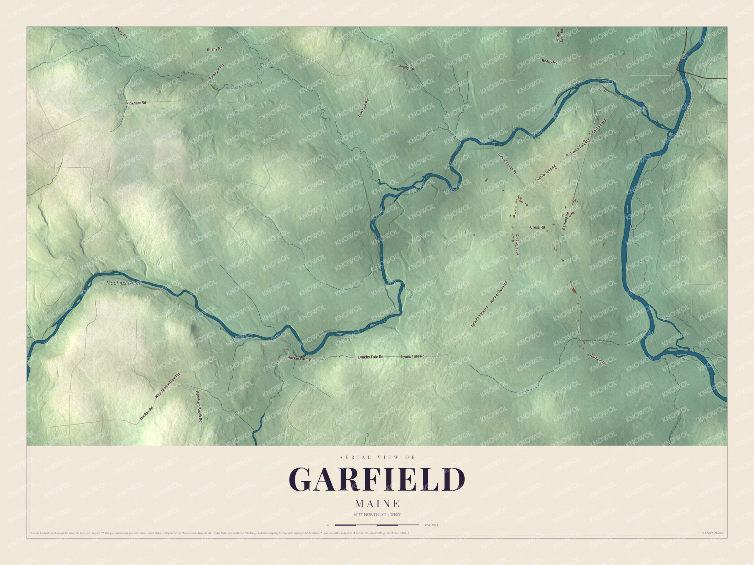 Protected watermarked complete map of Garfield, Maine