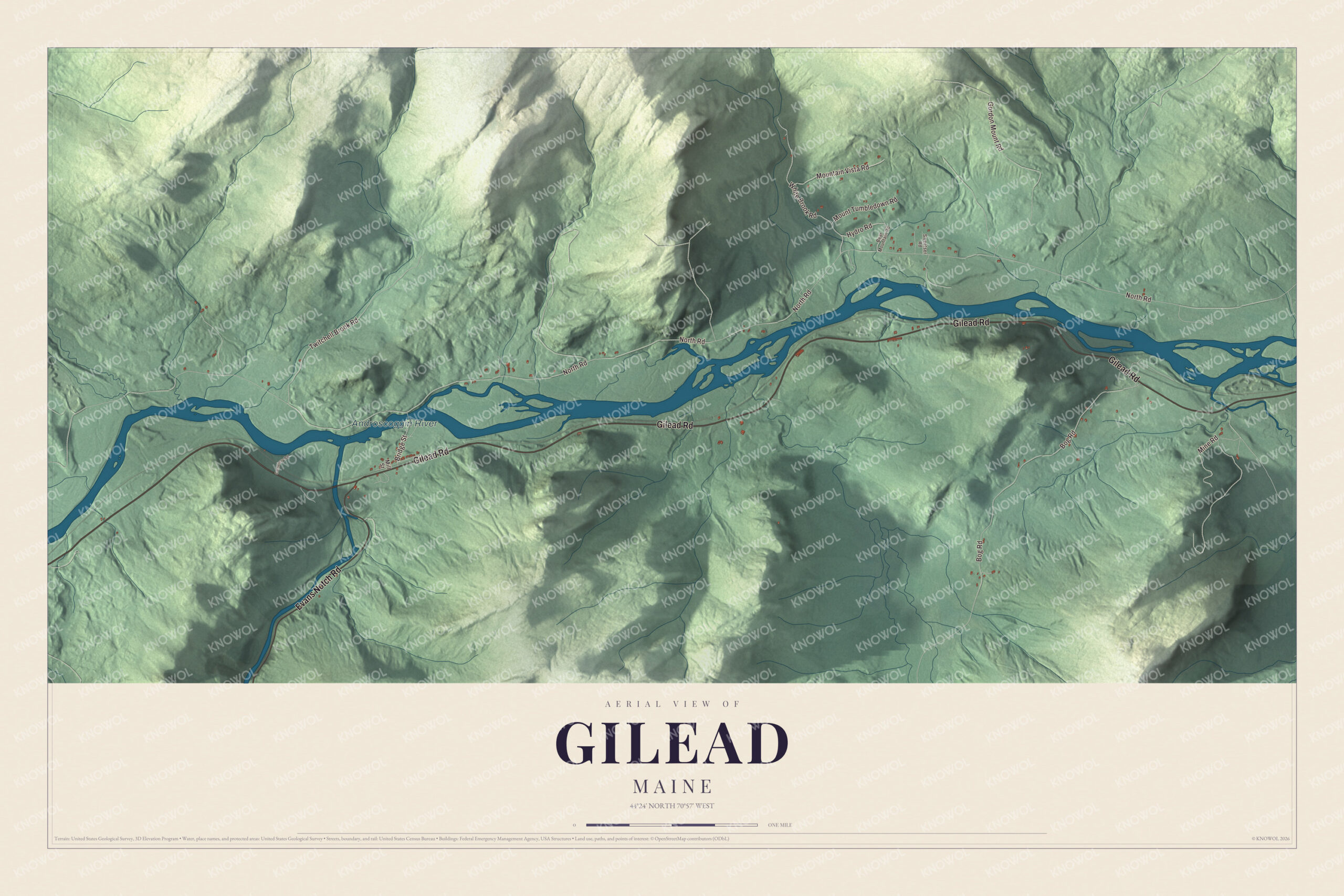 Protected watermarked complete map of Gilead, Maine
