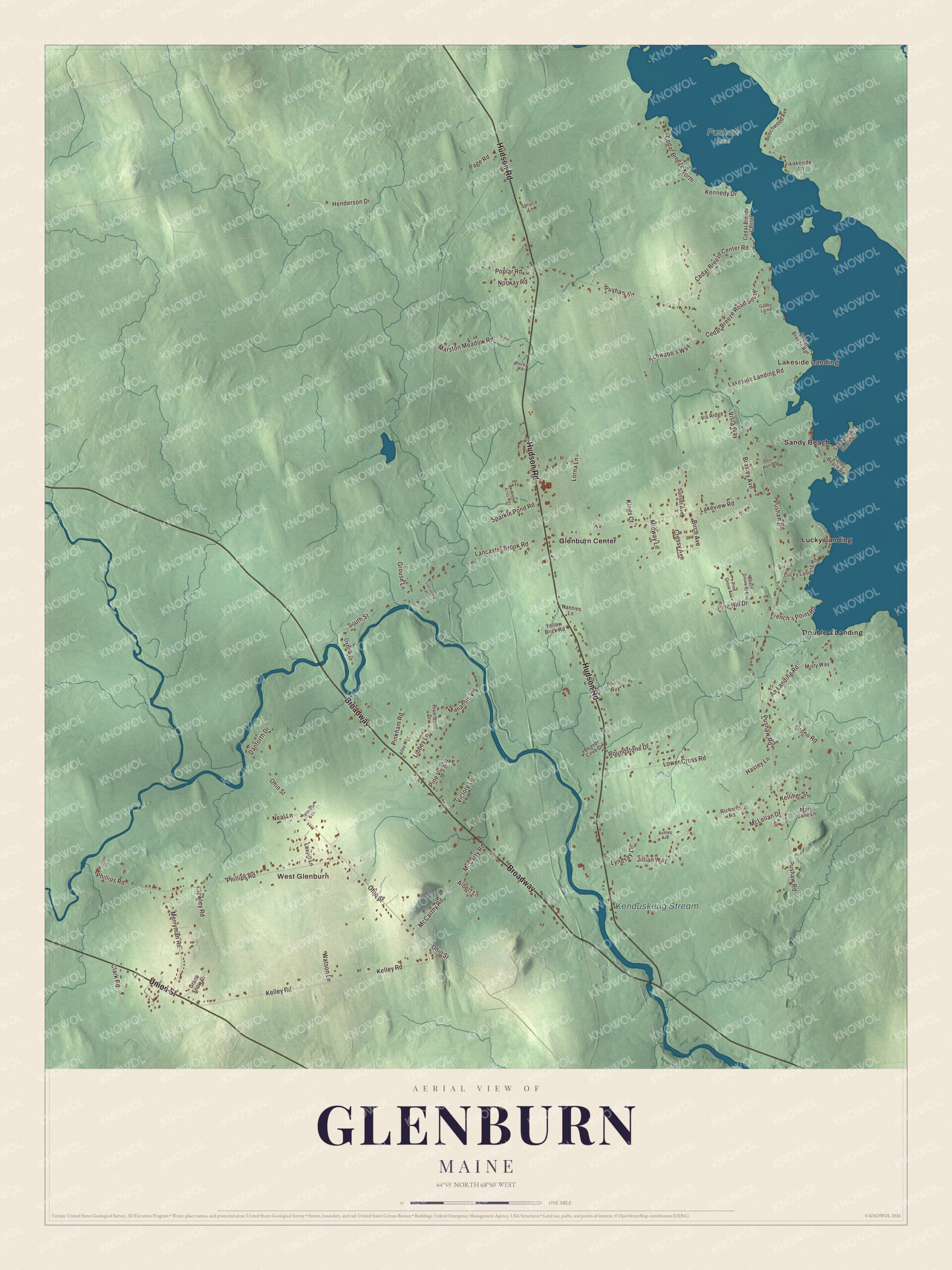 Protected watermarked complete map of Glenburn, Maine