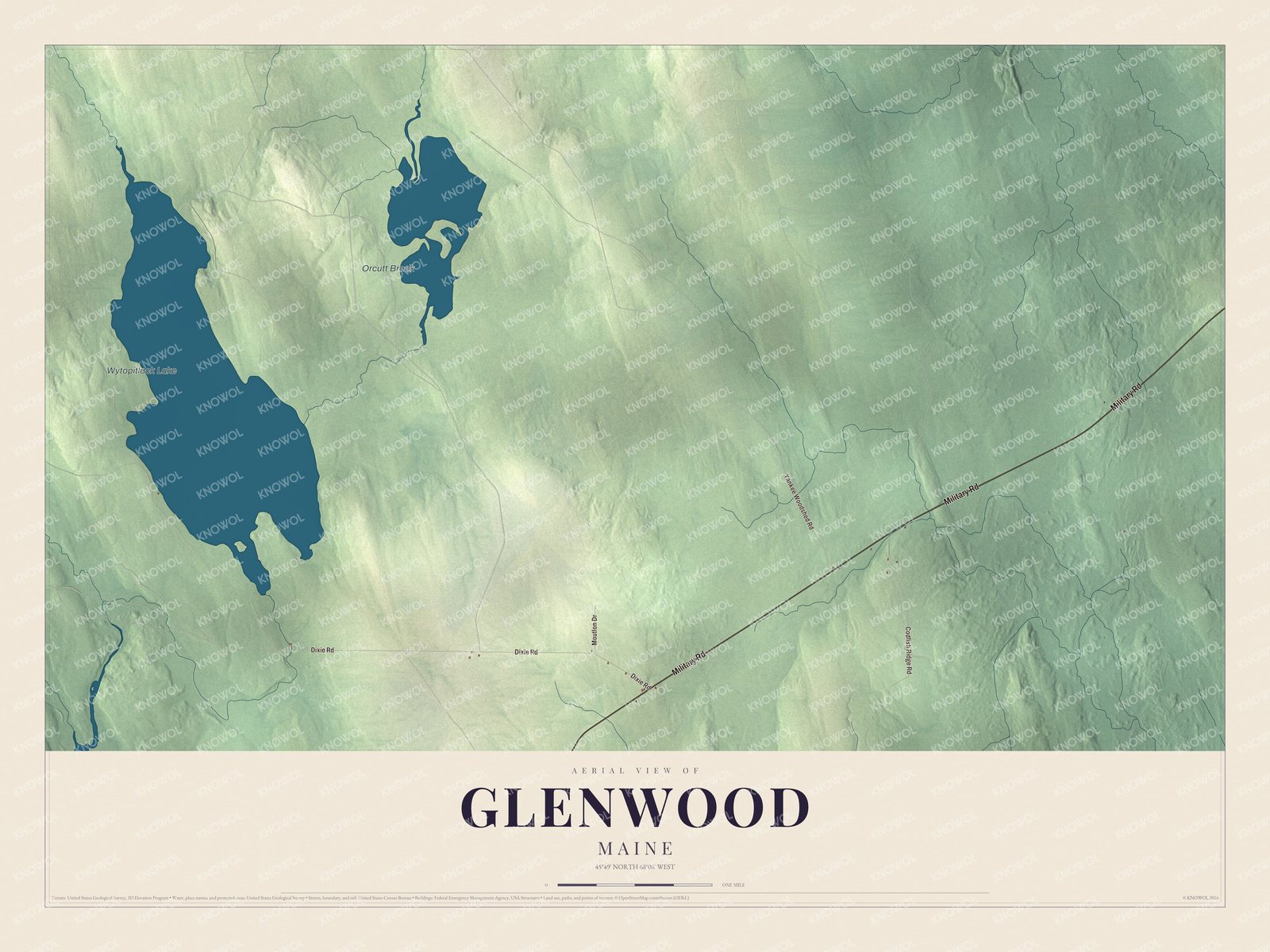 Protected watermarked complete map of Glenwood, Maine