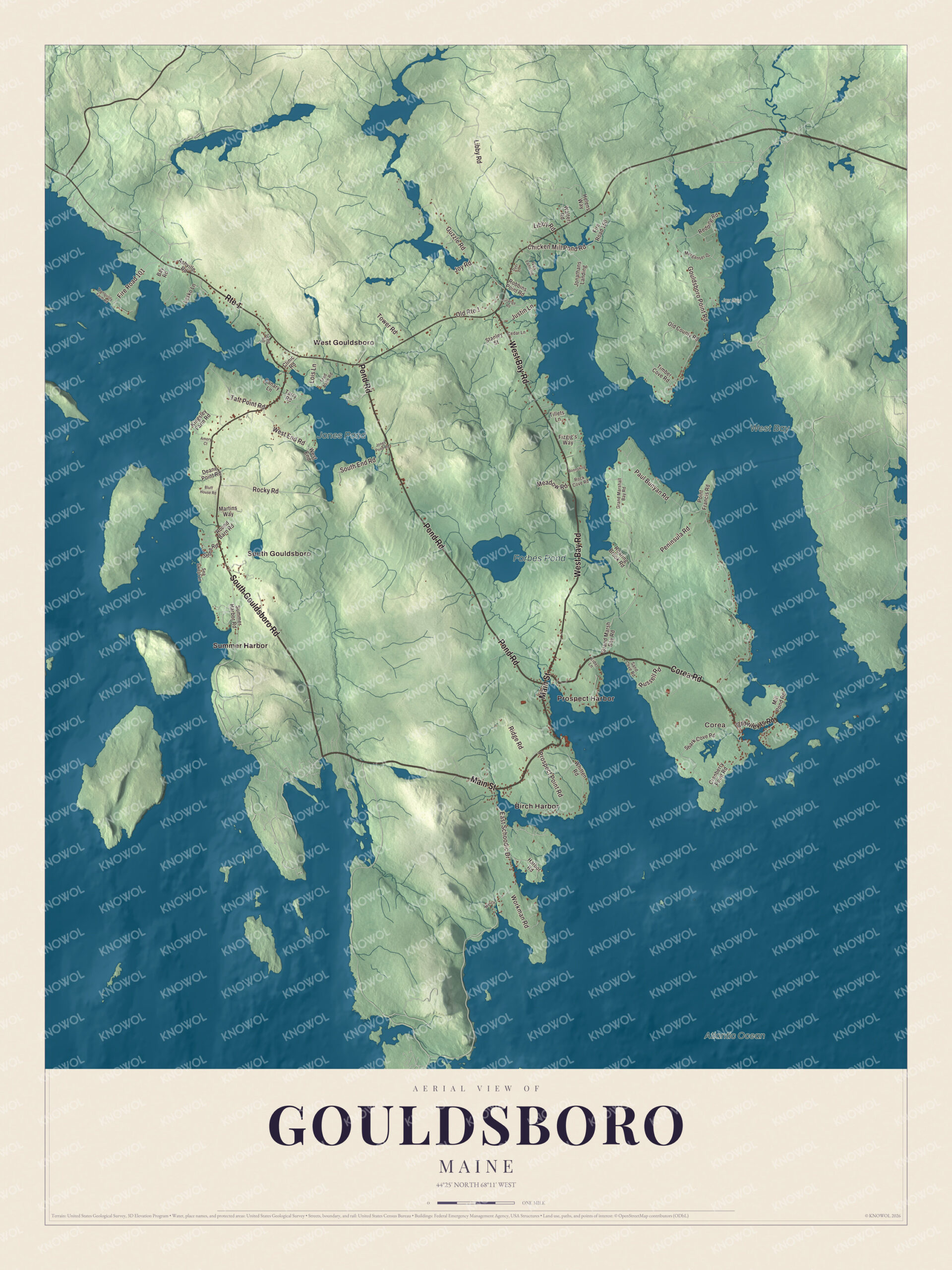 Protected watermarked complete map of Gouldsboro, Maine