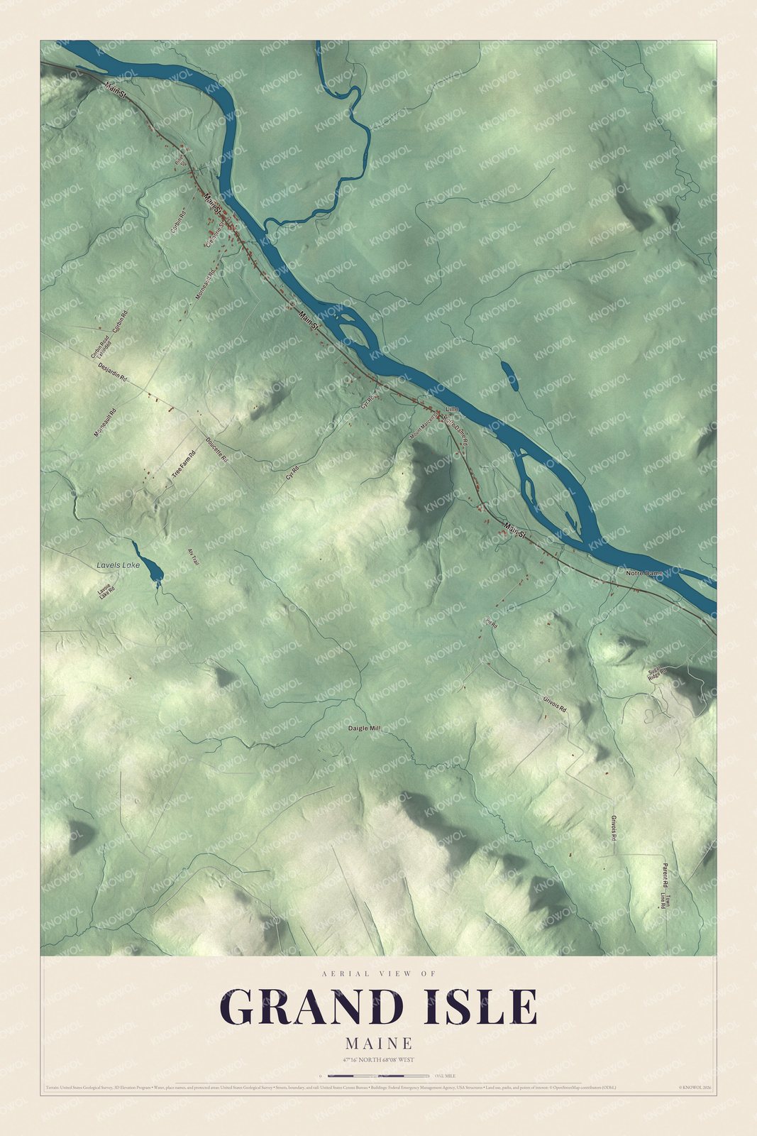 Protected watermarked complete map of Grand Isle, Maine