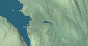Close-up of the Grand Lake Stream, Maine aerial map