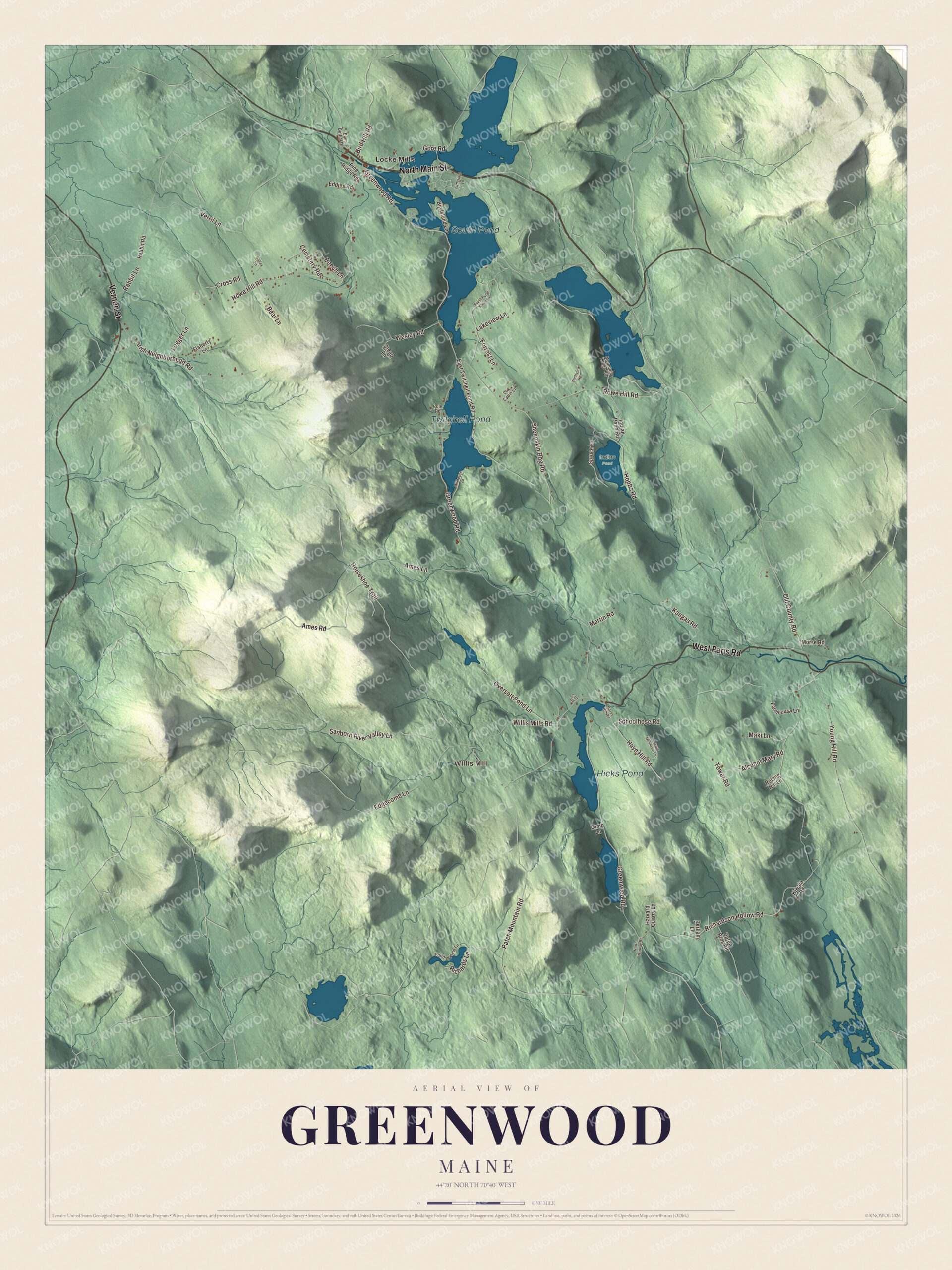 Protected watermarked complete map of Greenwood, Maine
