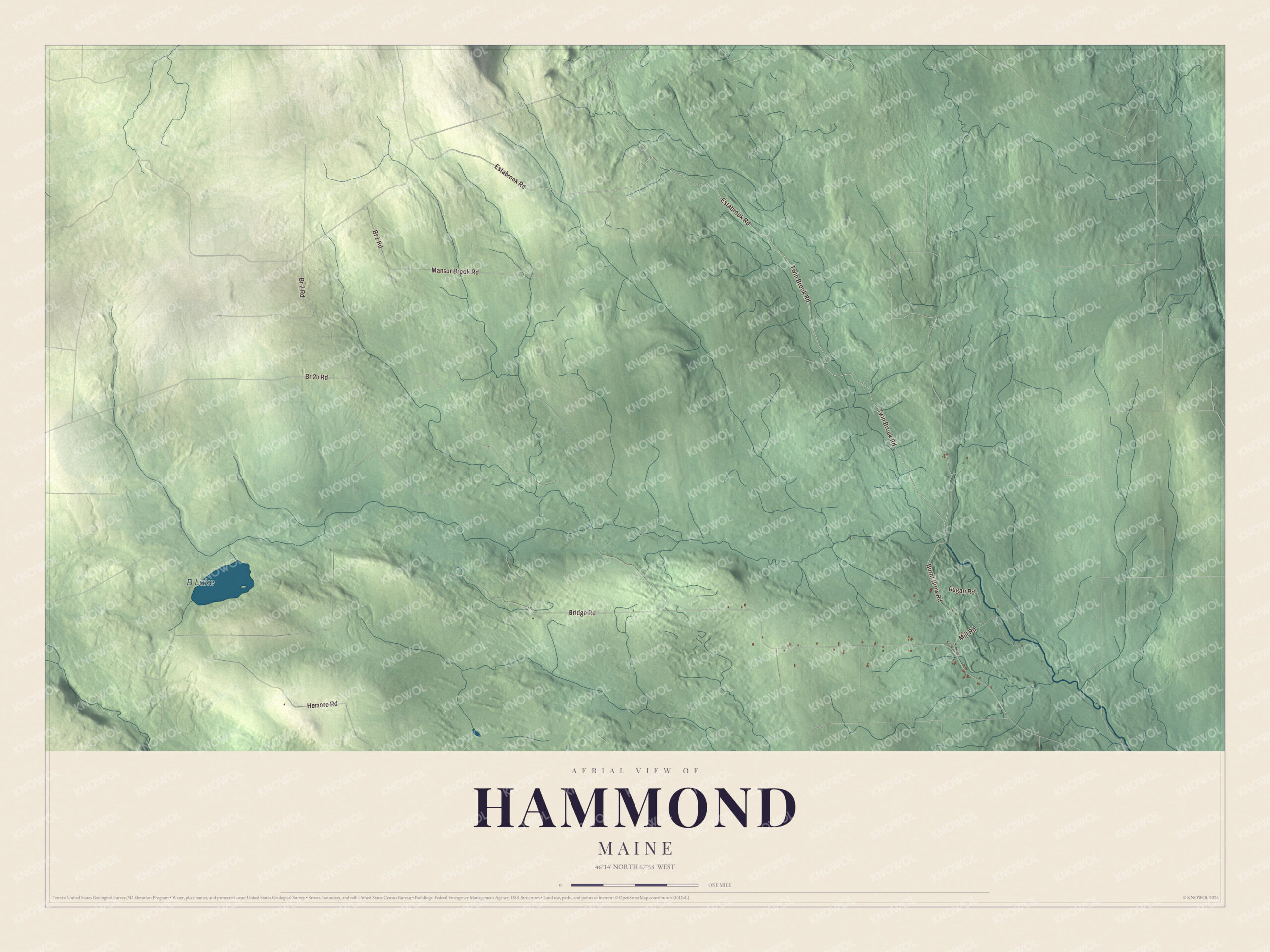Protected watermarked complete map of Hammond, Maine