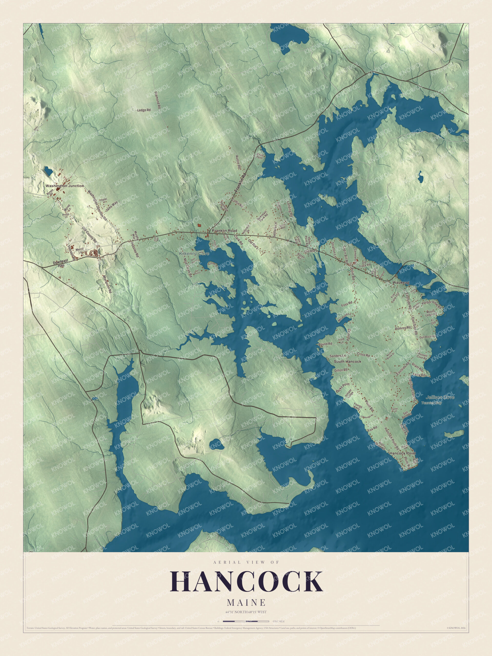 Protected watermarked complete map of Hancock, Maine
