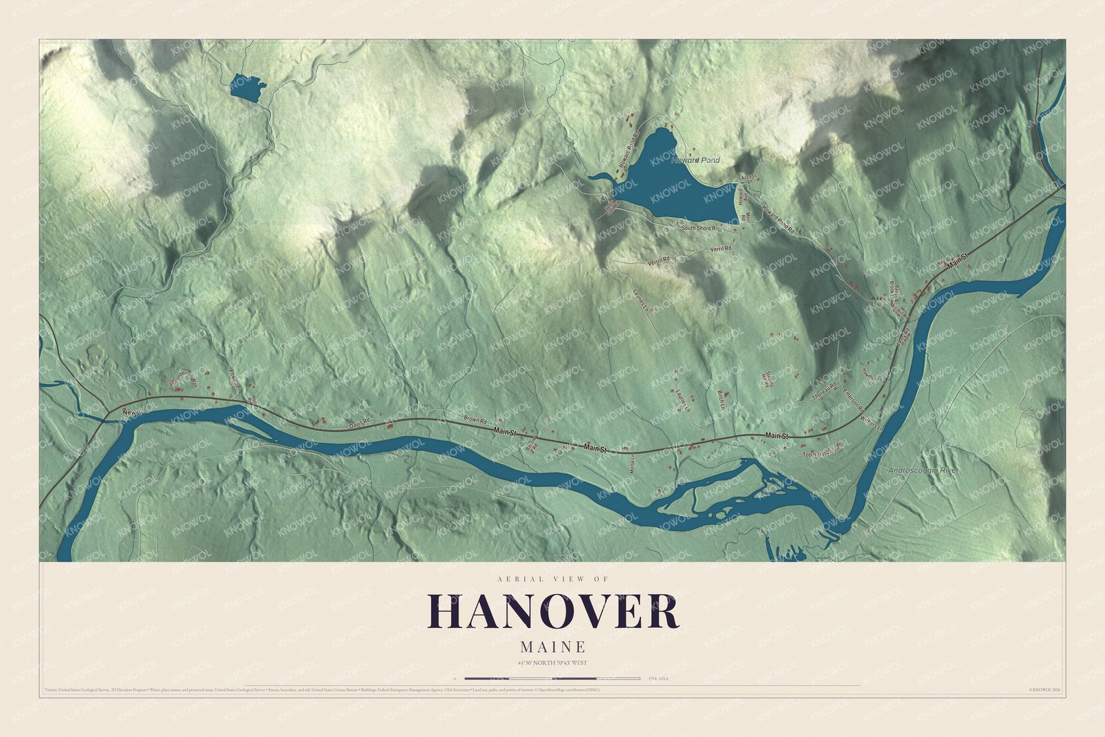 Protected watermarked complete map of Hanover, Maine
