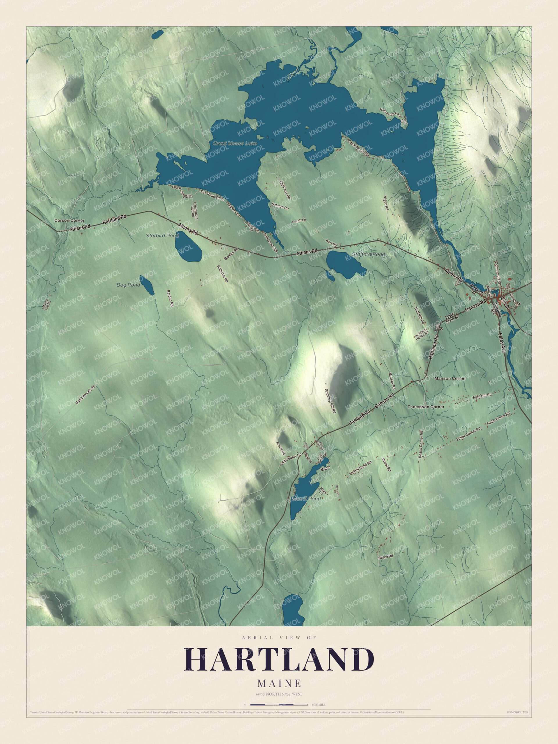 Protected watermarked complete map of Hartland, Maine
