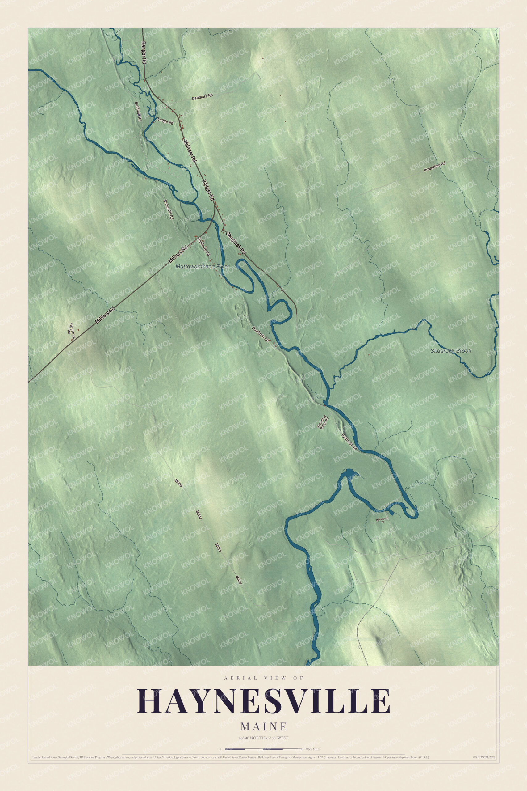 Protected watermarked complete map of Haynesville, Maine