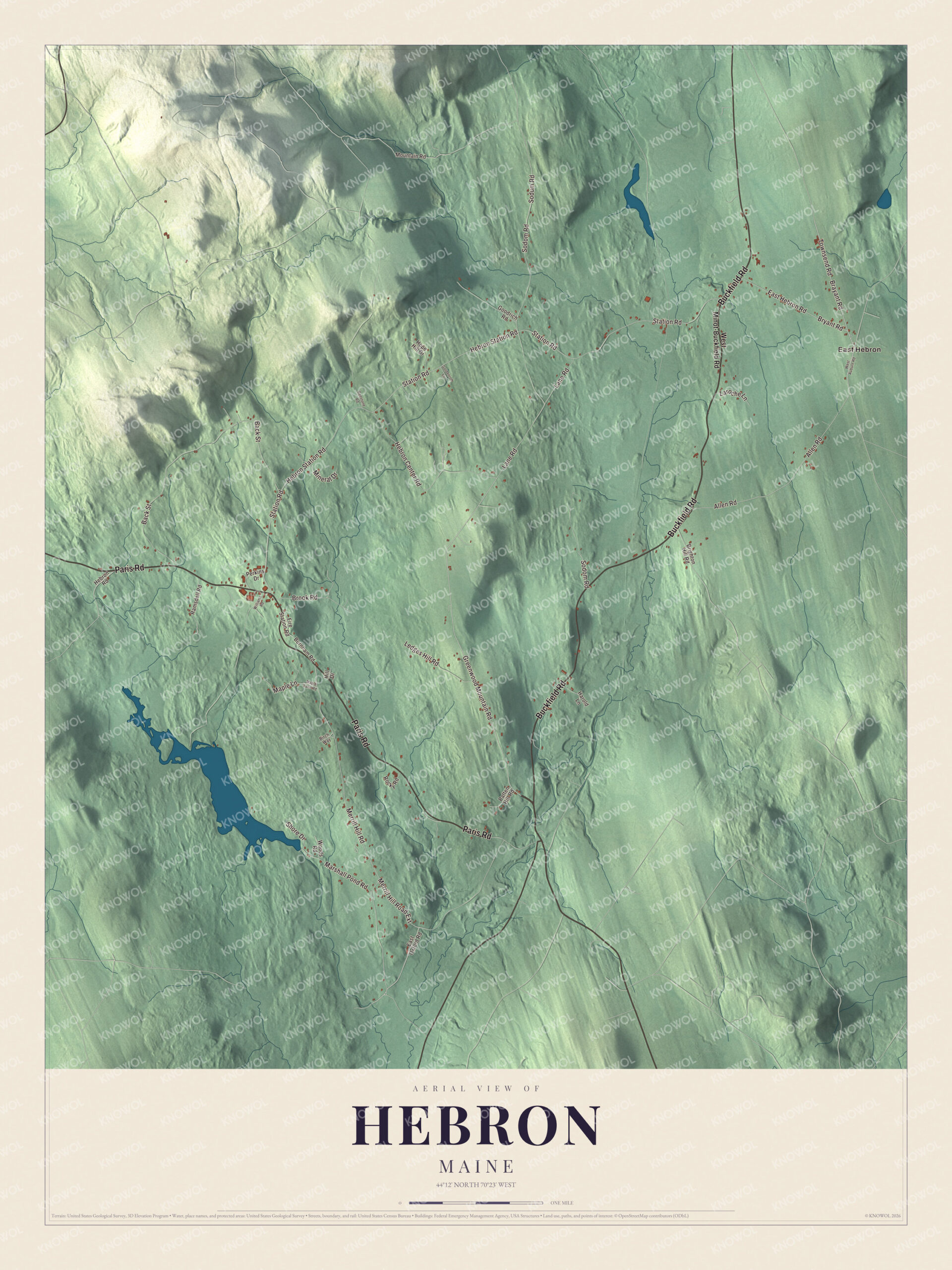 Protected watermarked complete map of Hebron, Maine