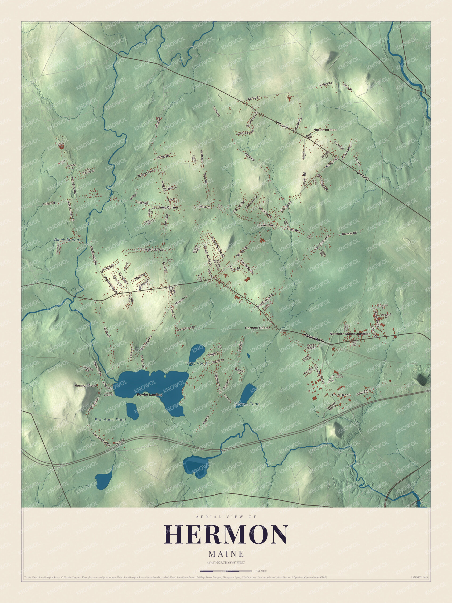 Protected watermarked complete map of Hermon, Maine