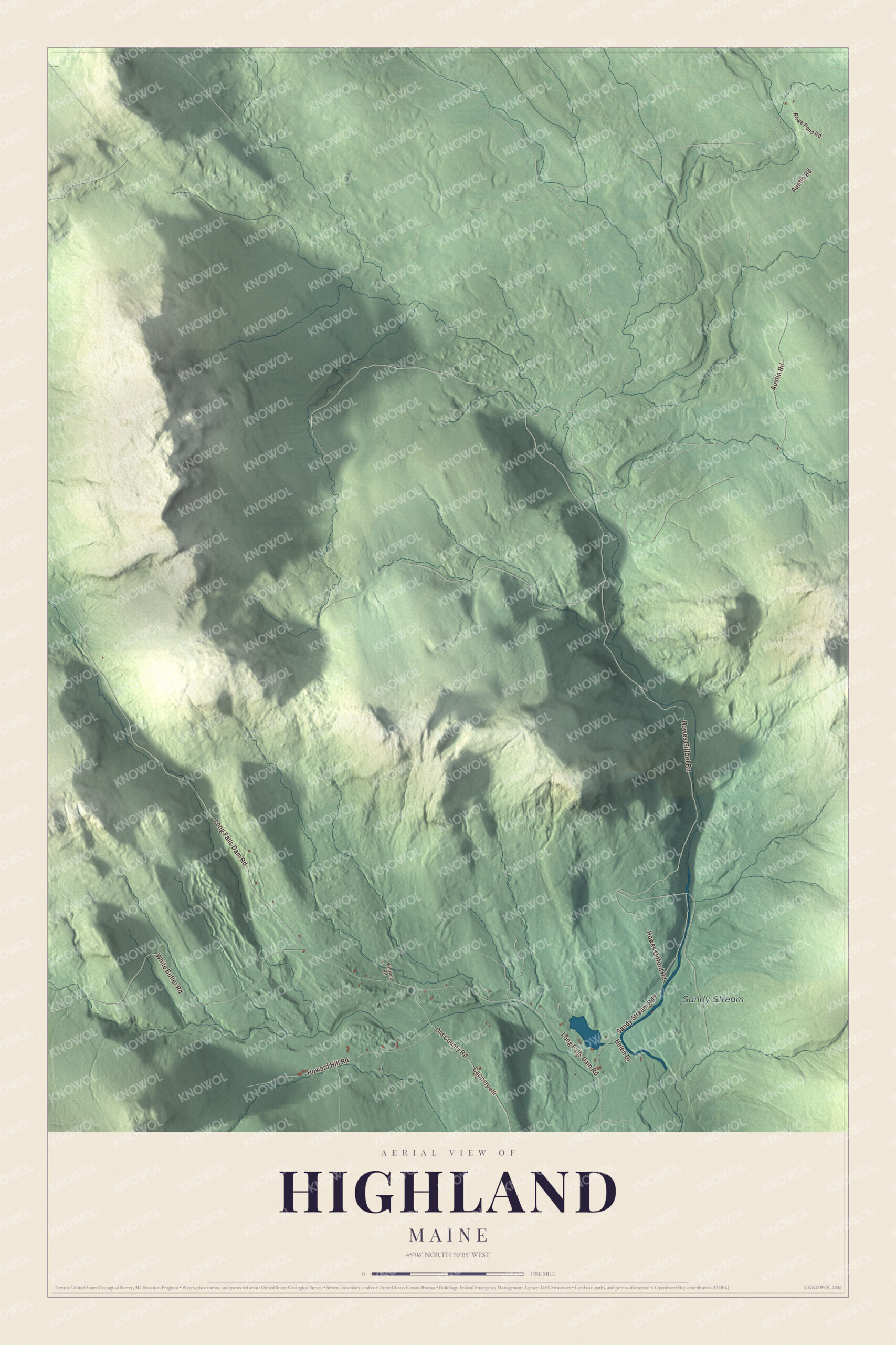 Protected watermarked complete map of Highland, Maine
