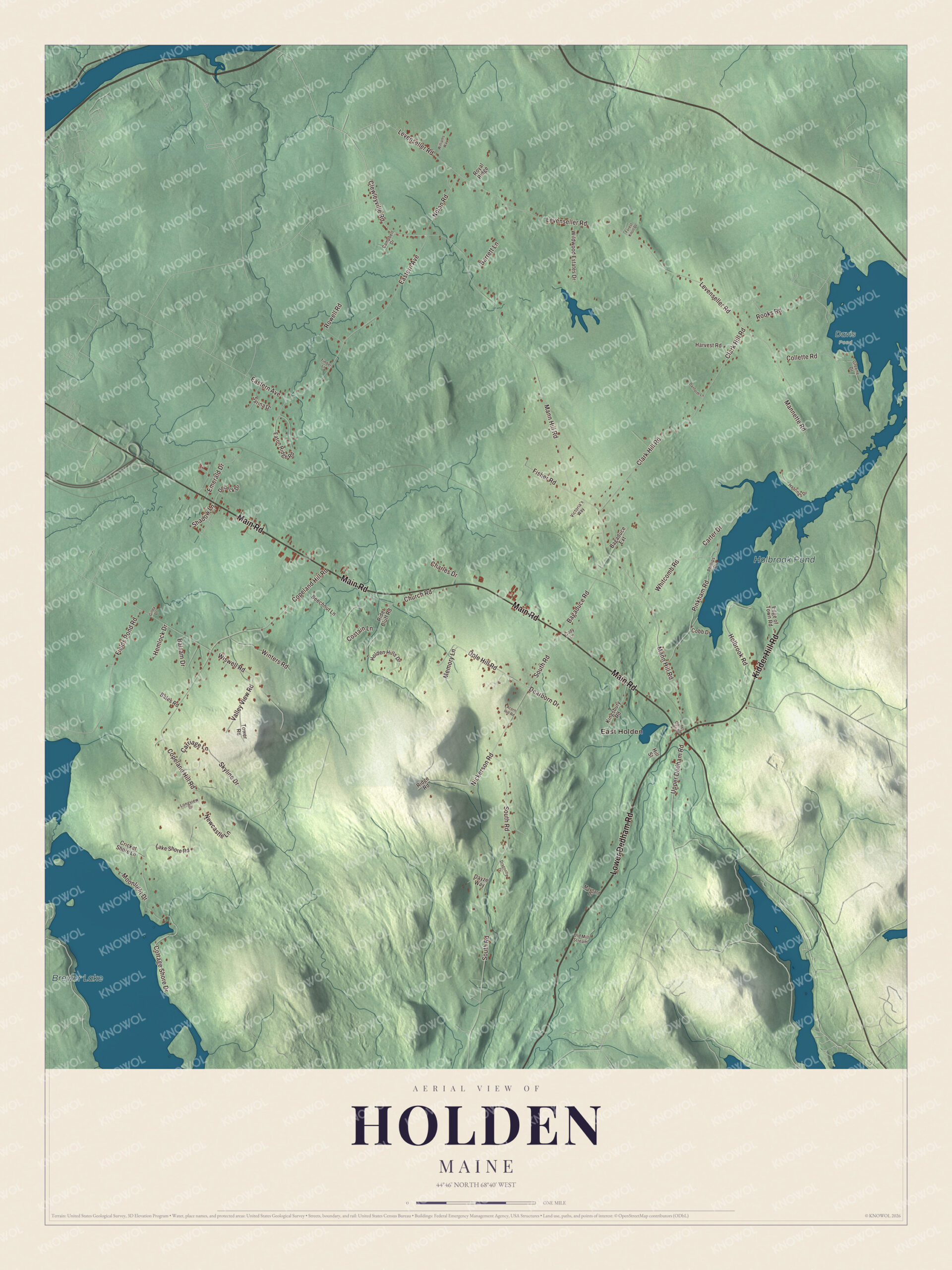 Protected watermarked complete map of Holden, Maine
