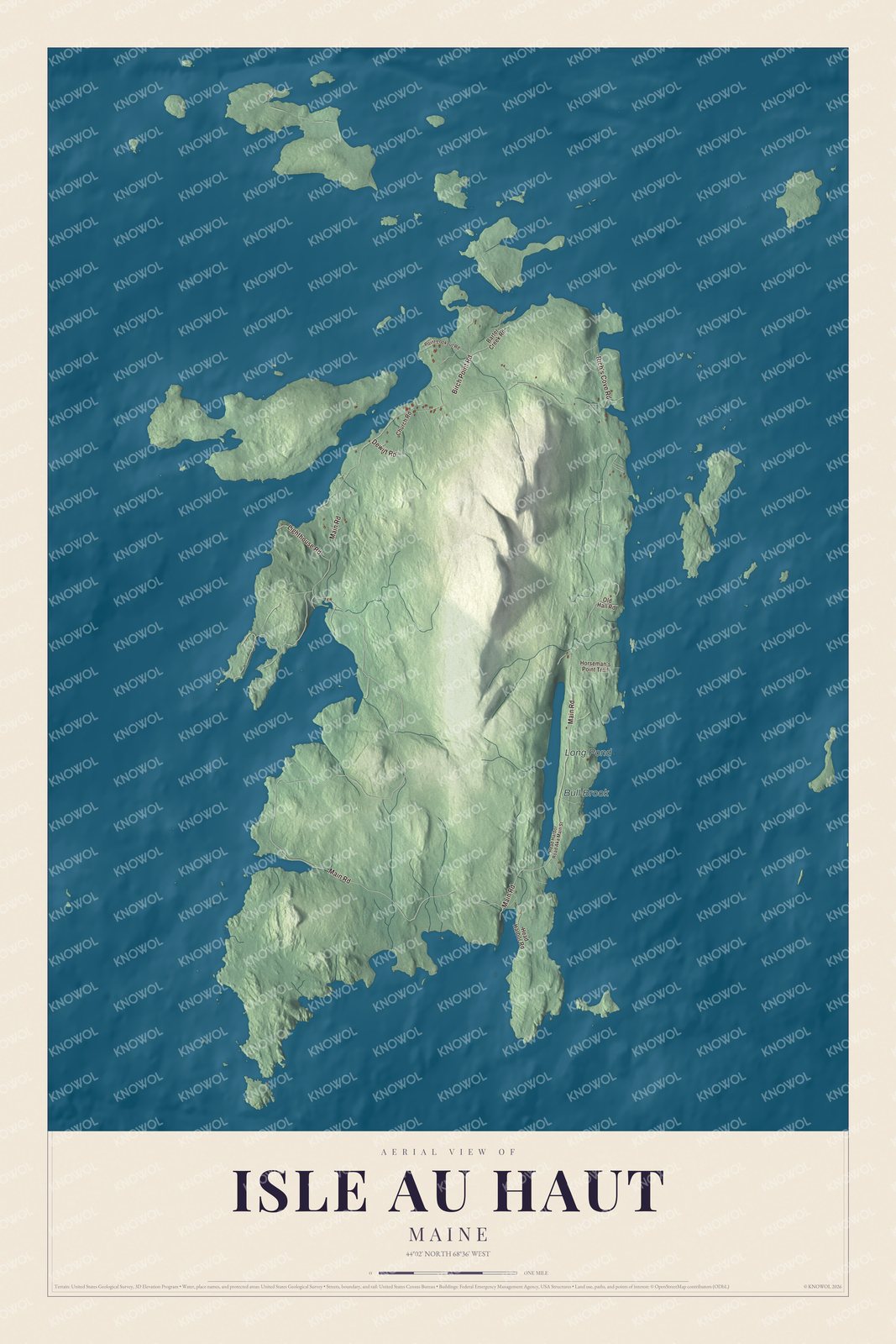 Protected watermarked complete map of Isle au Haut, Maine