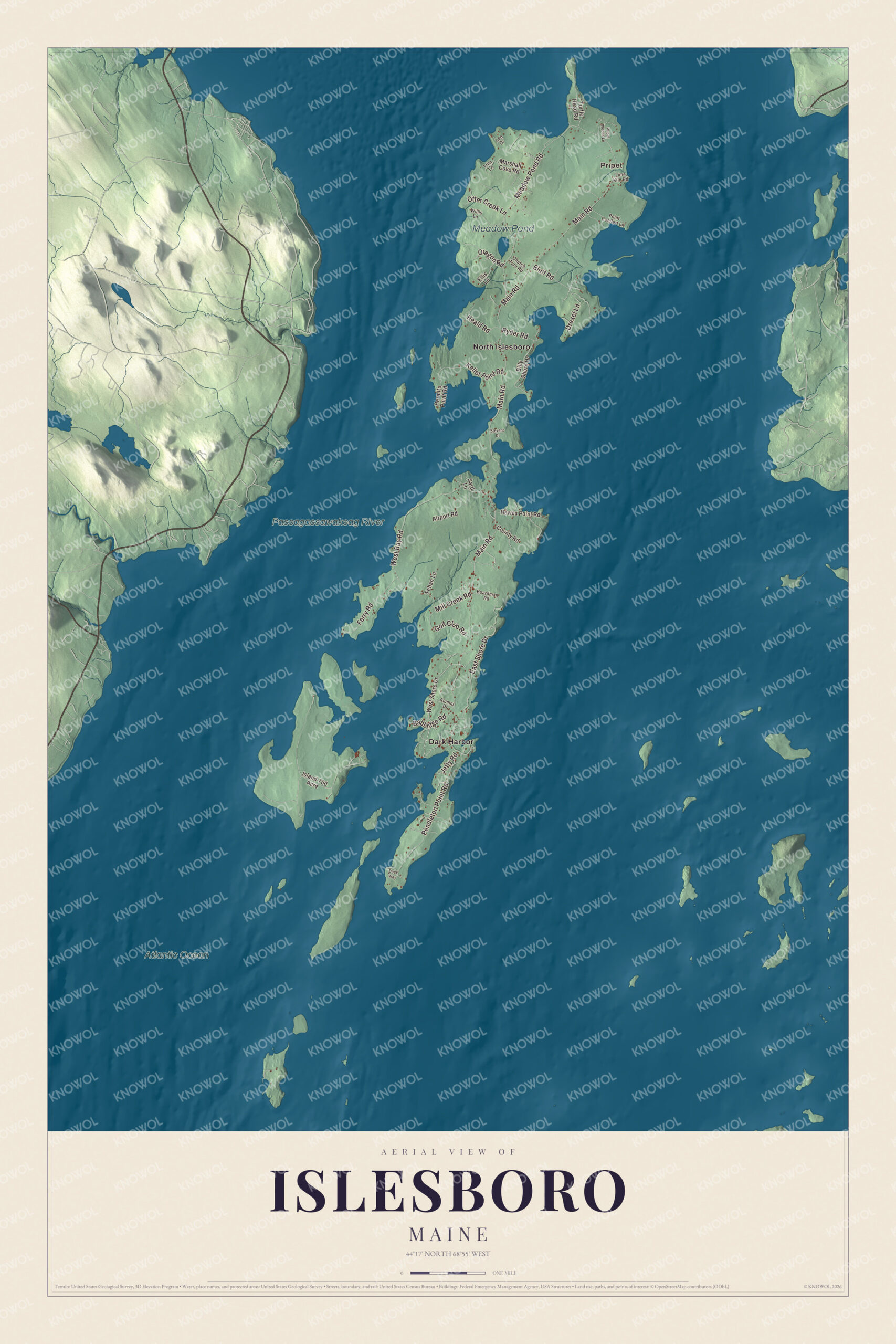 Protected watermarked complete map of Islesboro, Maine