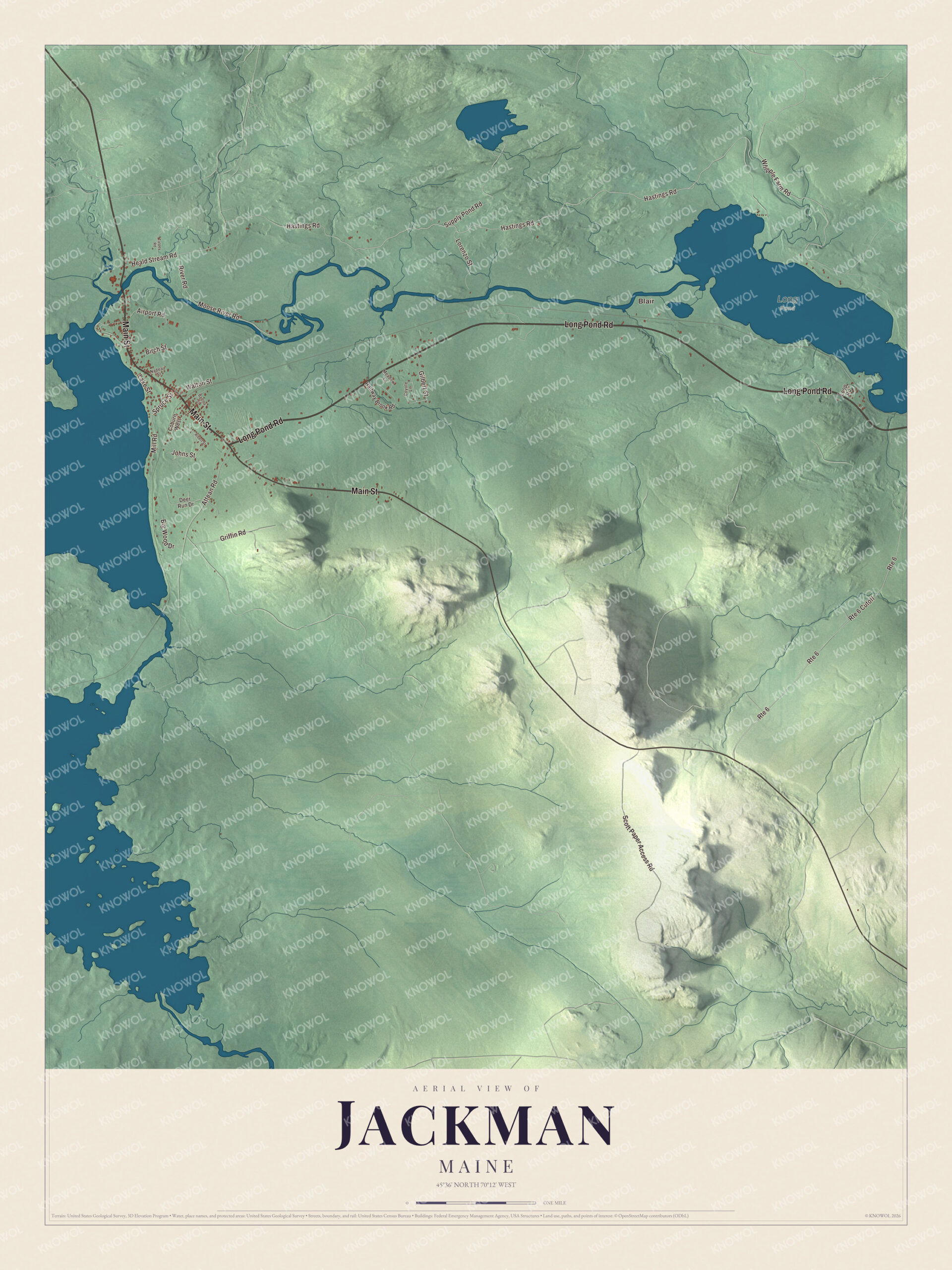Protected watermarked complete map of Jackman, Maine