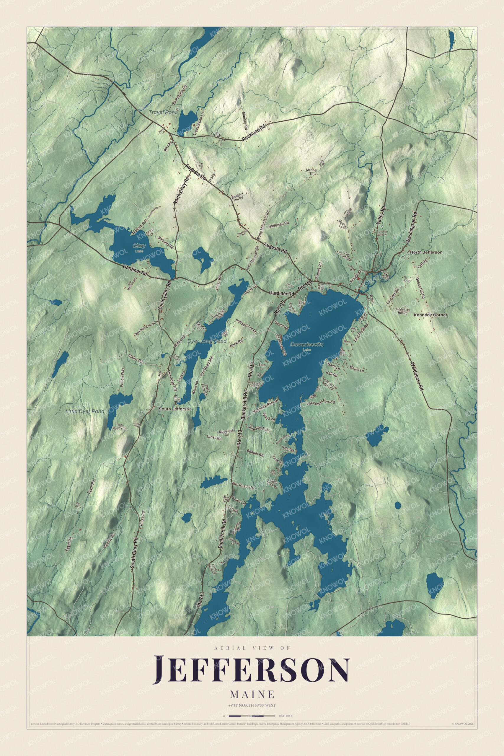 Protected watermarked complete map of Jefferson, Maine