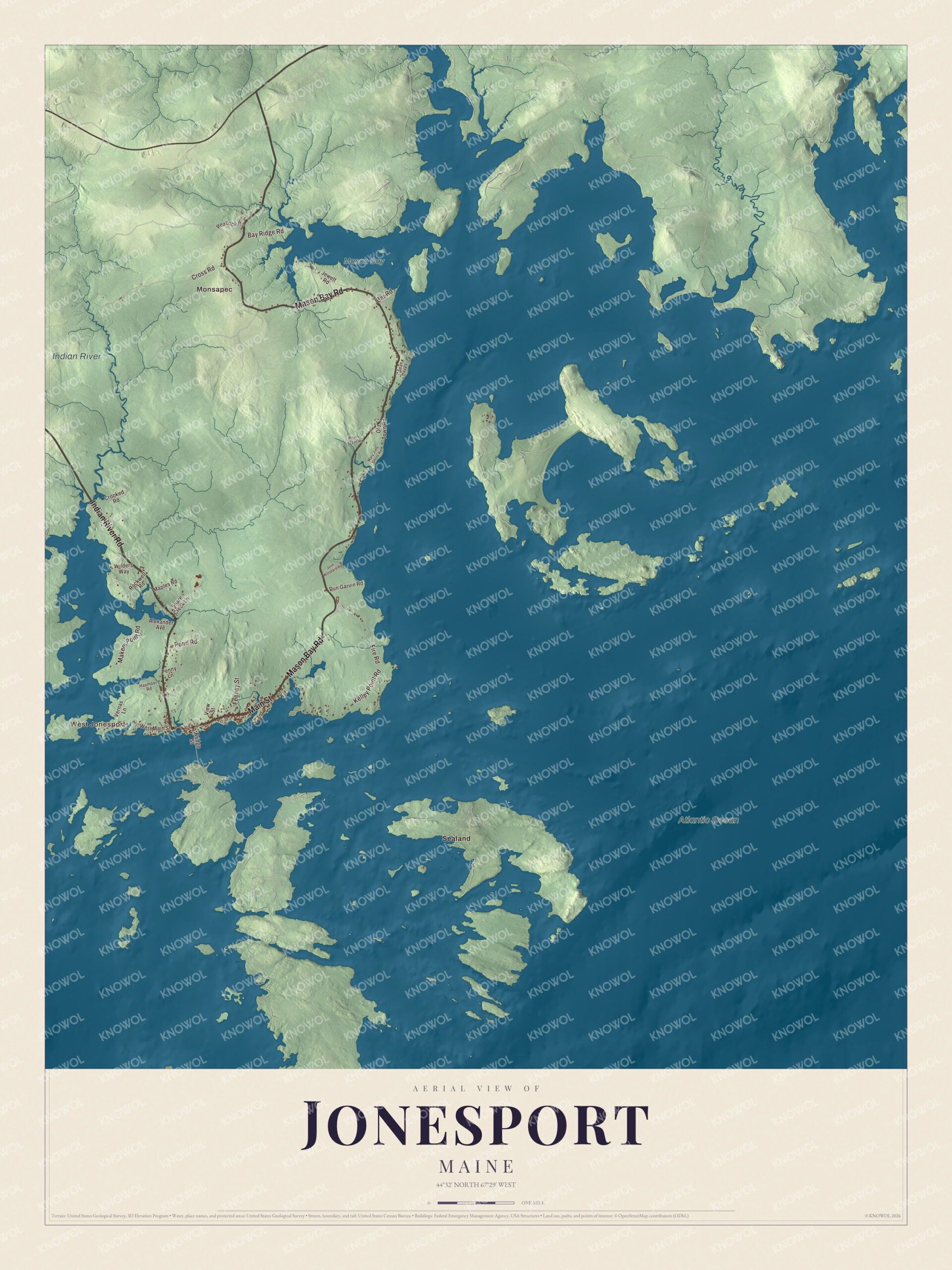 Protected watermarked complete map of Jonesport, Maine