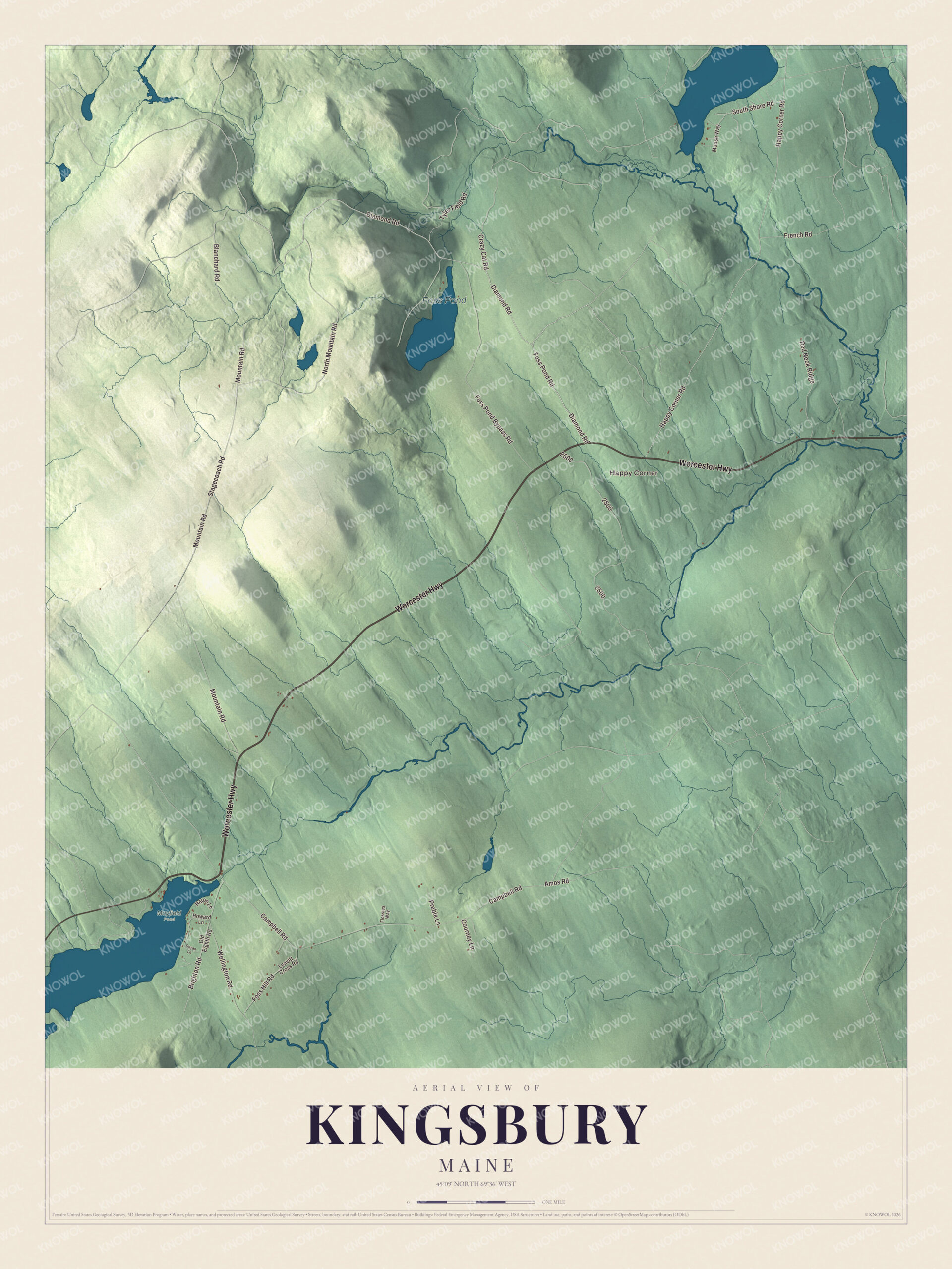 Protected watermarked complete map of Kingsbury, Maine
