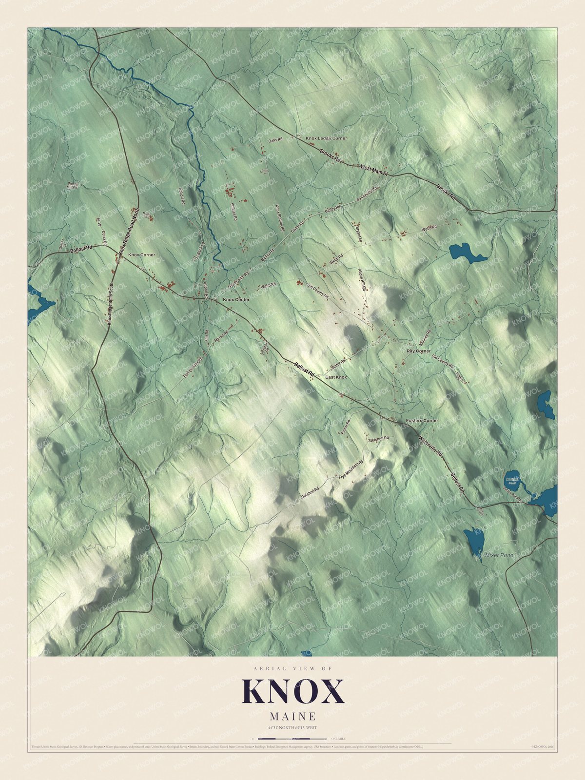 Protected watermarked complete map of Knox, Maine