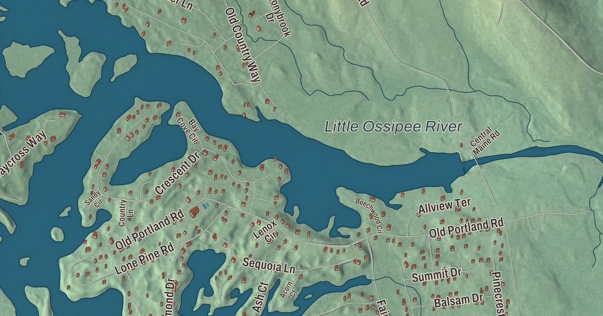 Map of Lake Arrowhead, Maine