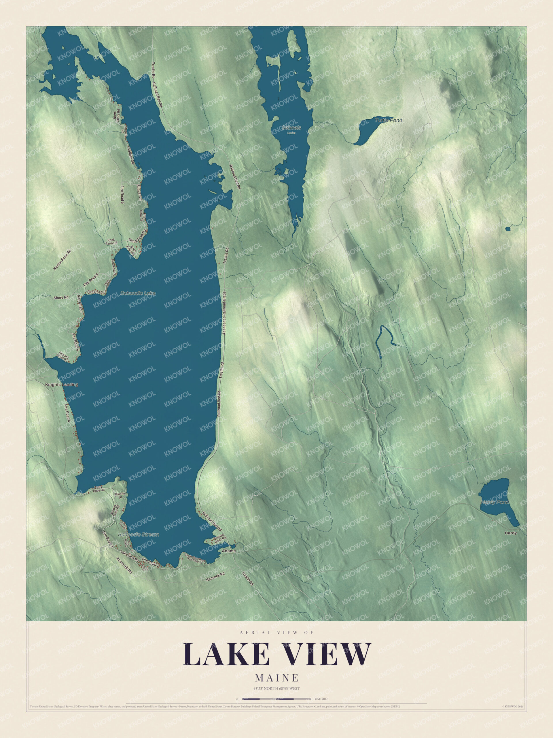 Protected watermarked complete map of Lake View, Maine