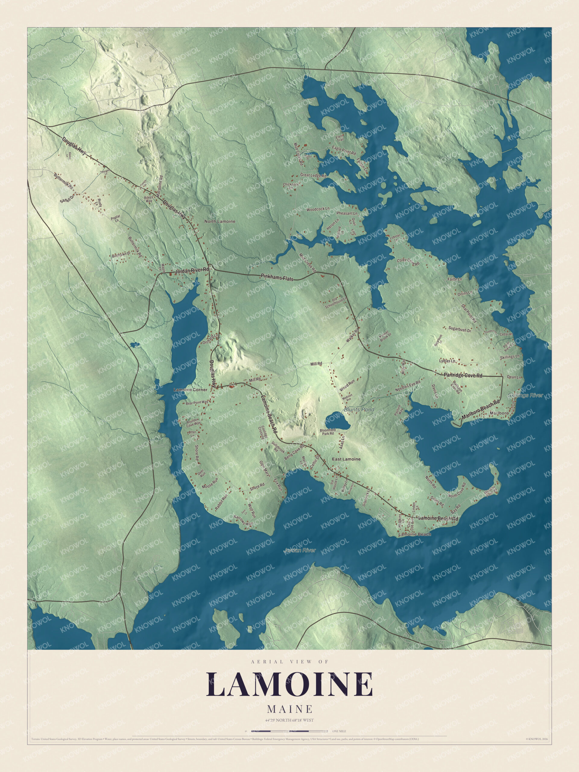 Protected watermarked complete map of Lamoine, Maine