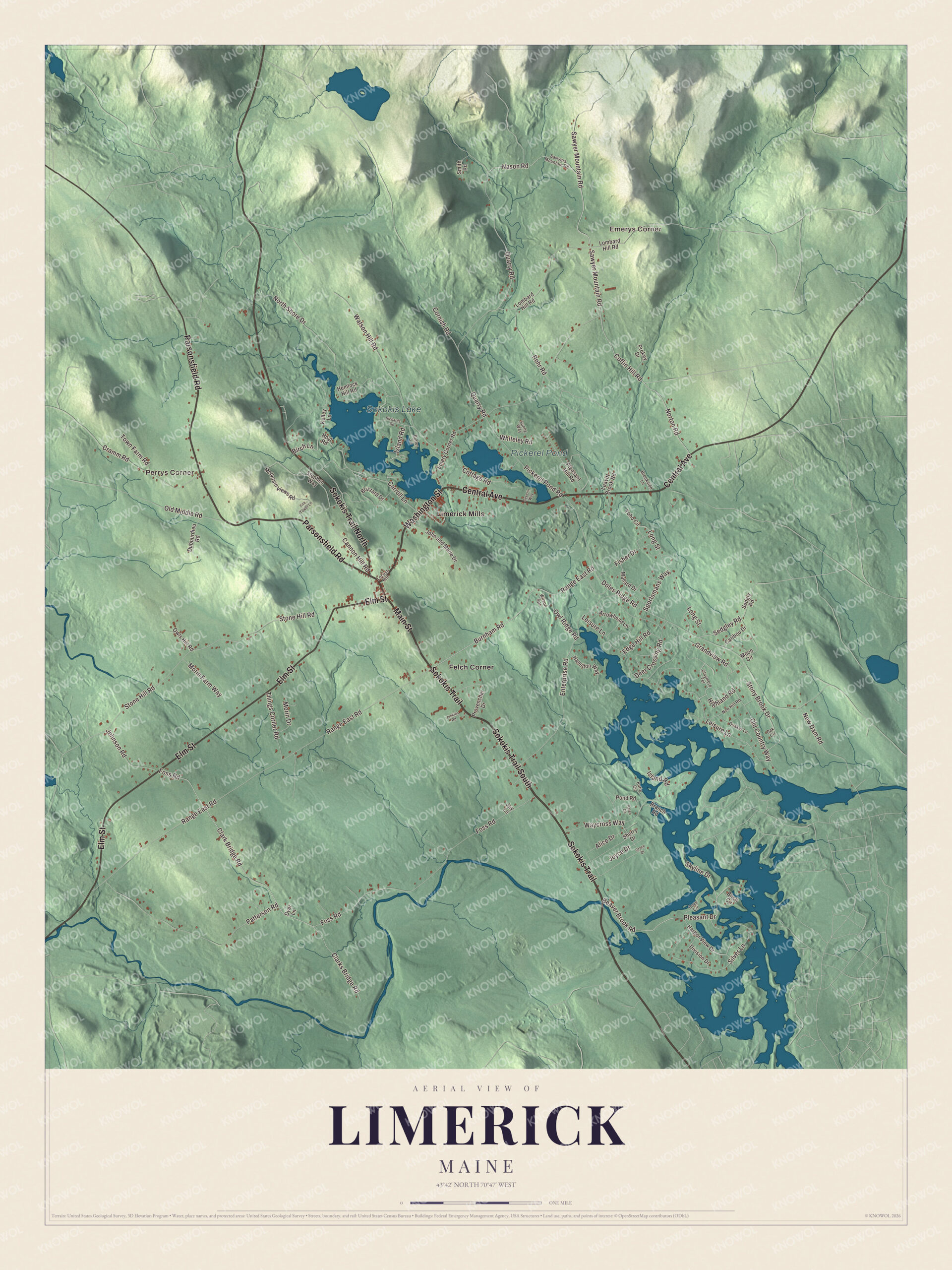 Protected watermarked complete map of Limerick, Maine