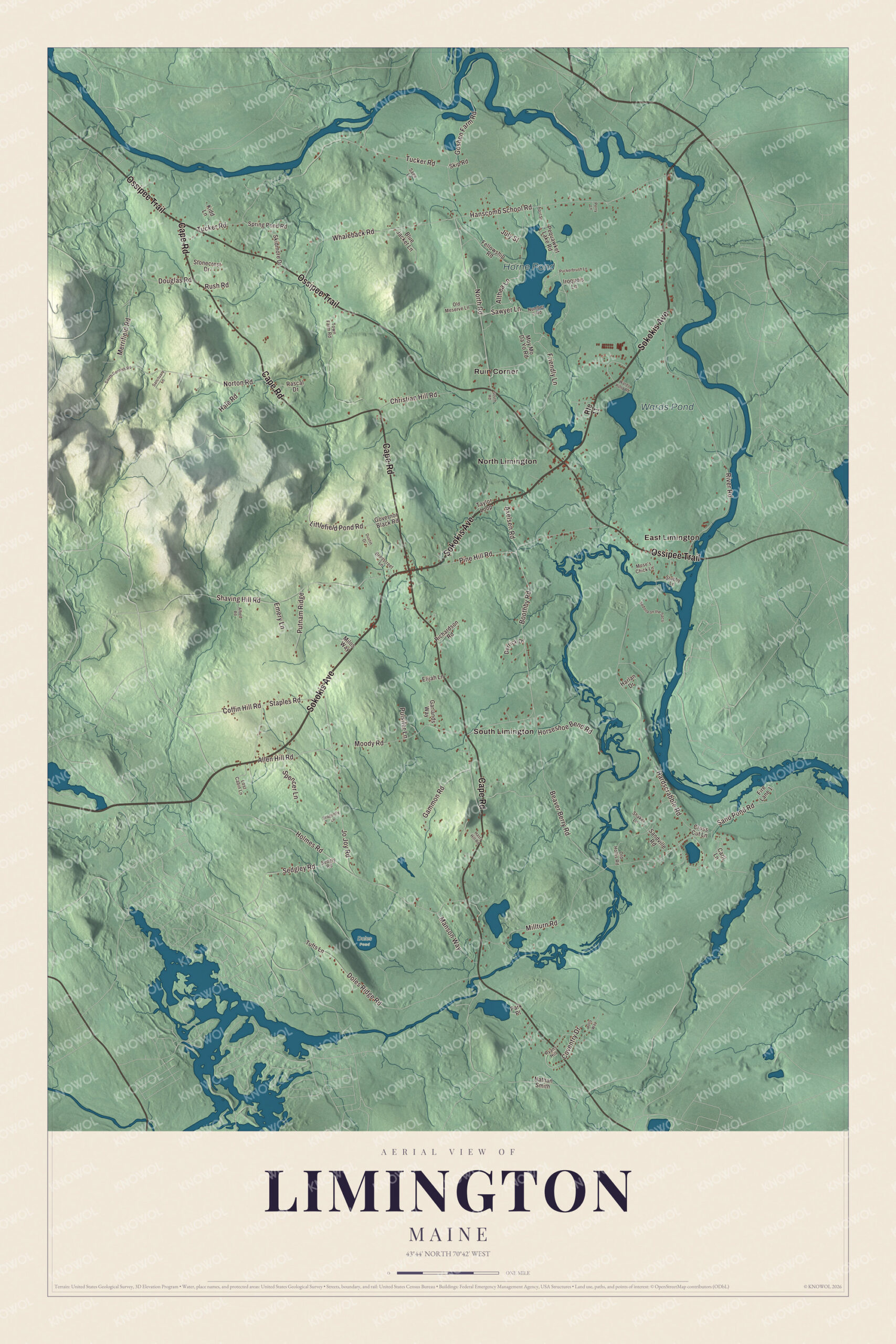Protected watermarked complete map of Limington, Maine