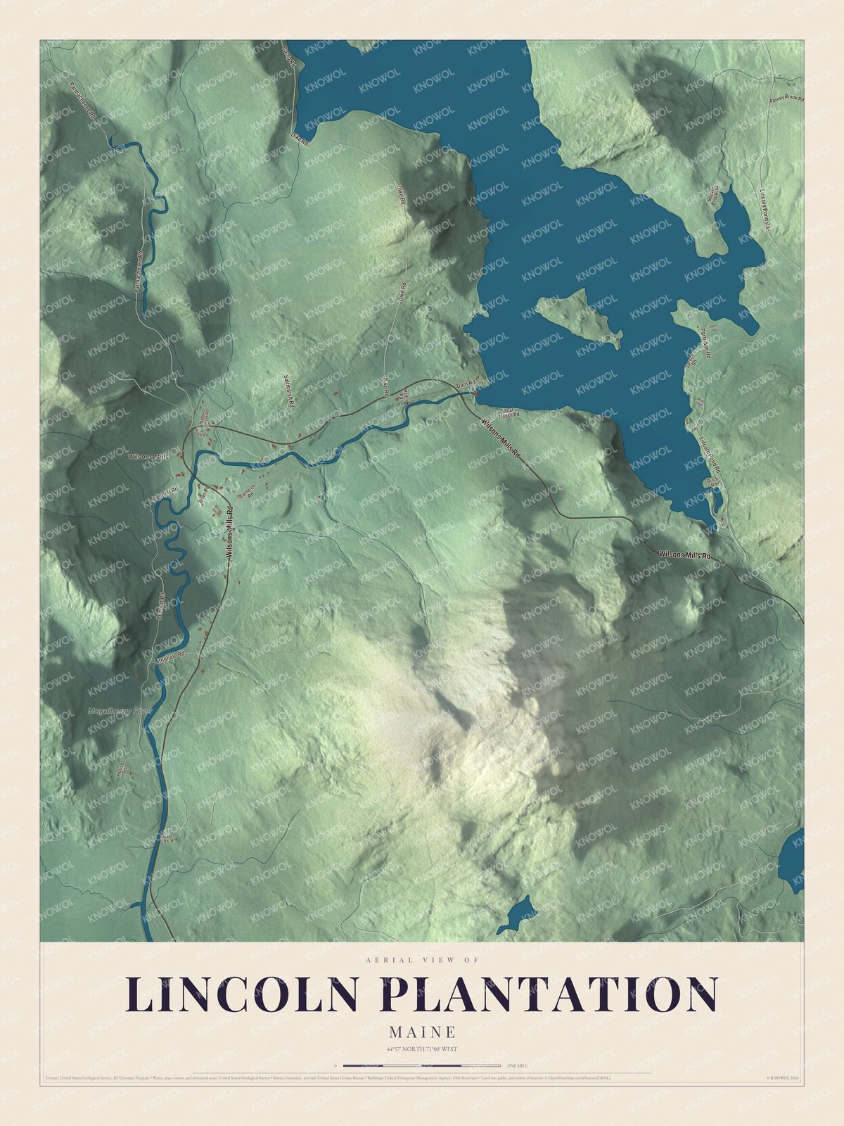 Protected watermarked complete map of Lincoln Plantation, Maine