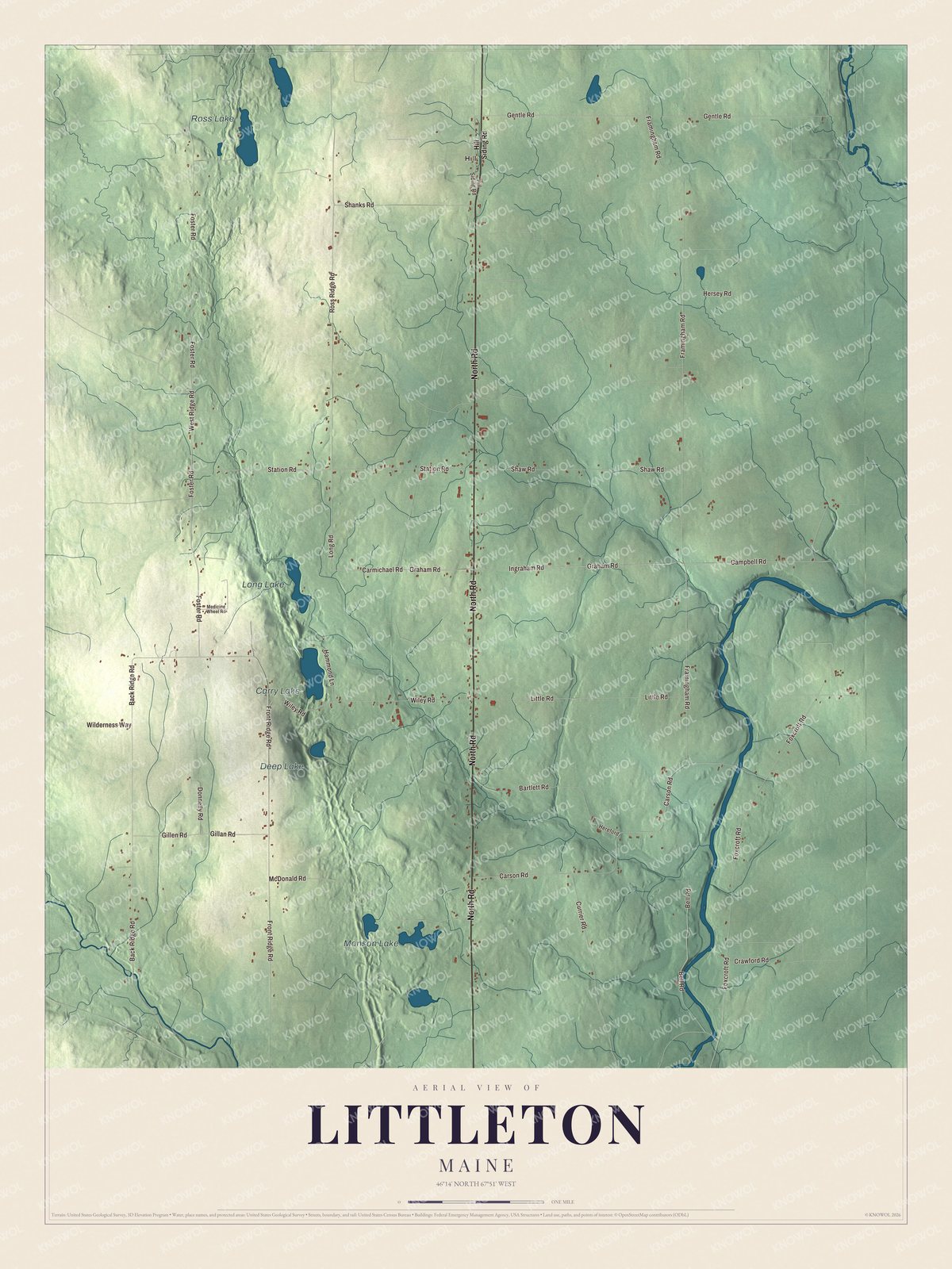 Protected watermarked complete map of Littleton, Maine