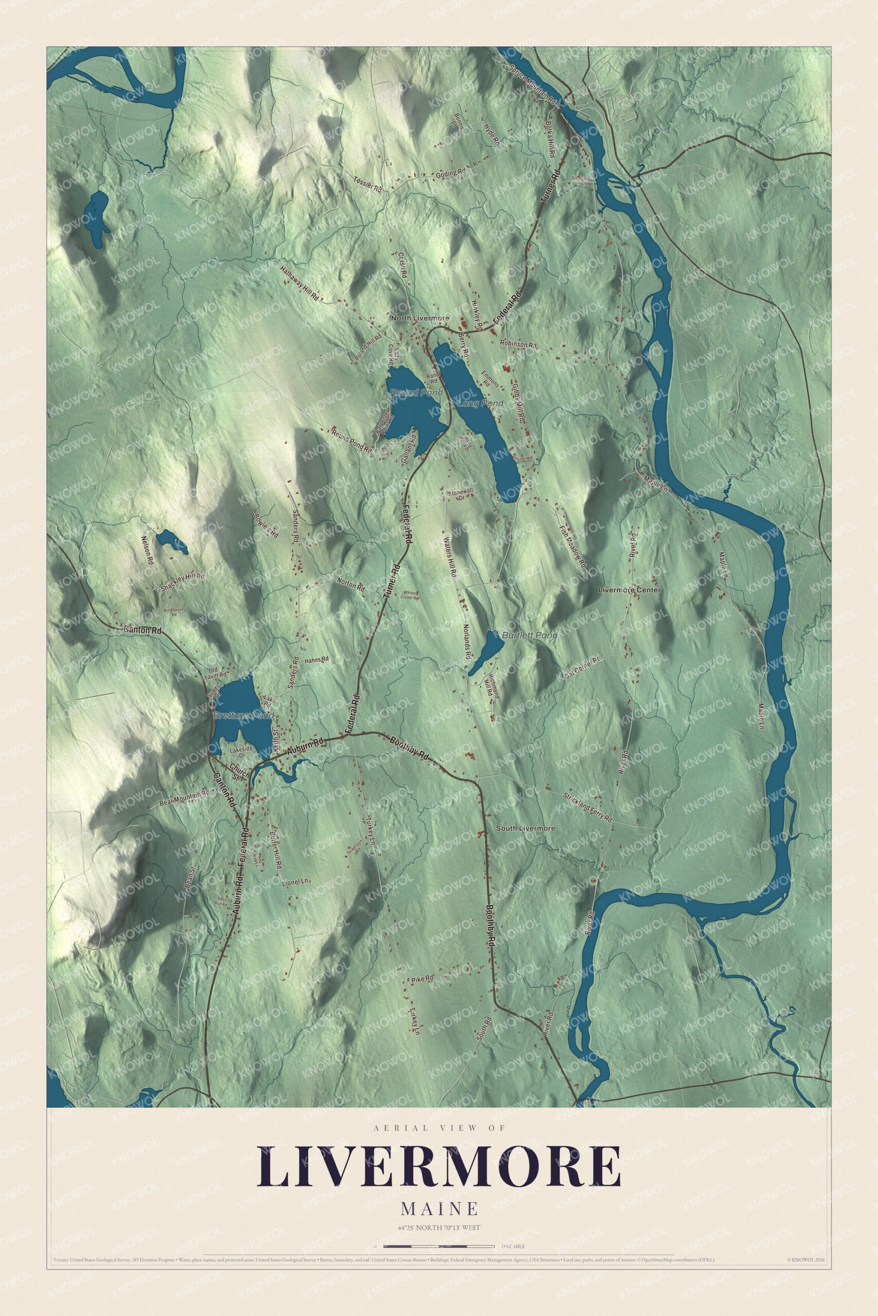 Protected watermarked complete map of Livermore, Maine
