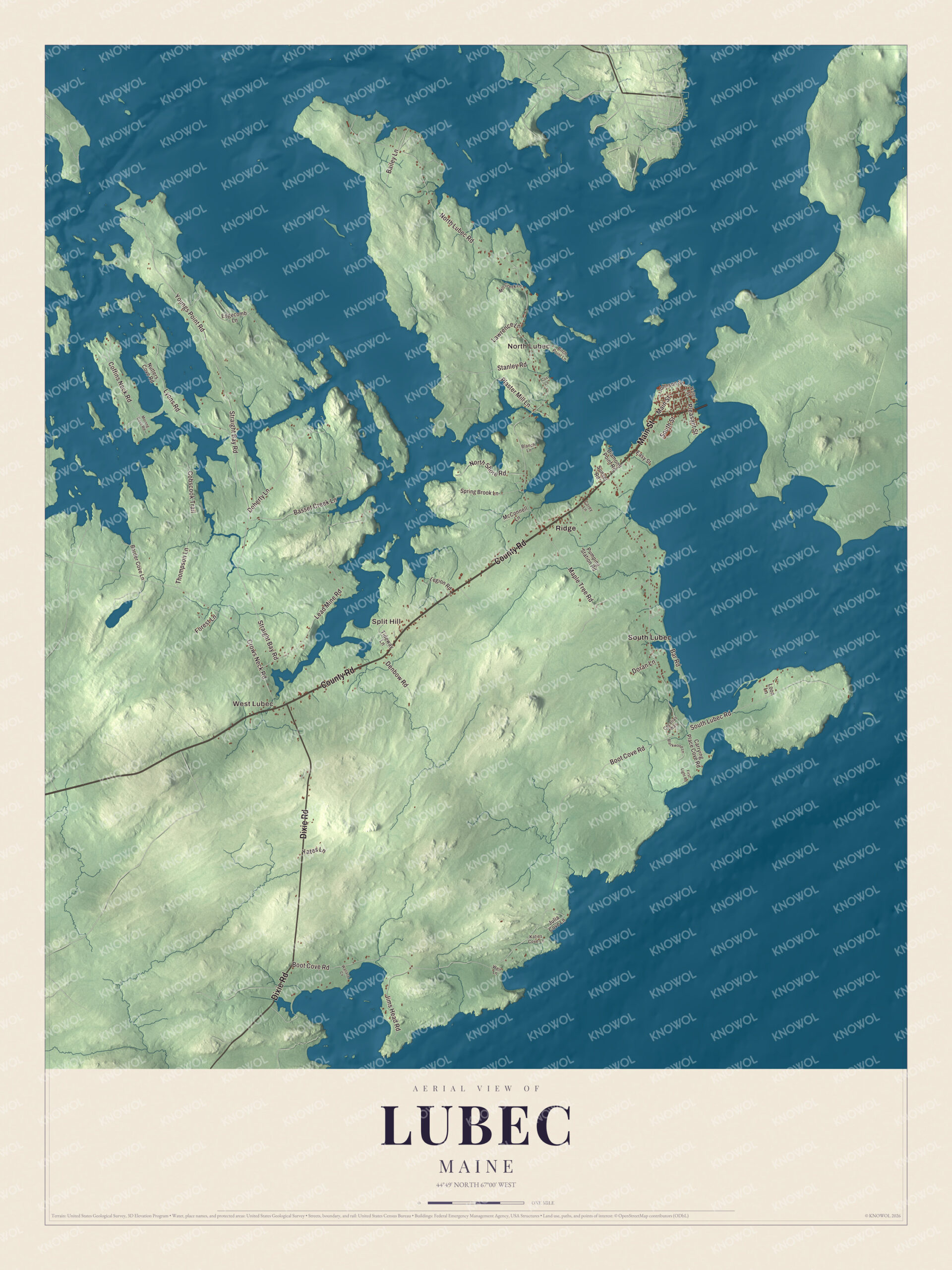 Protected watermarked complete map of Lubec, Maine