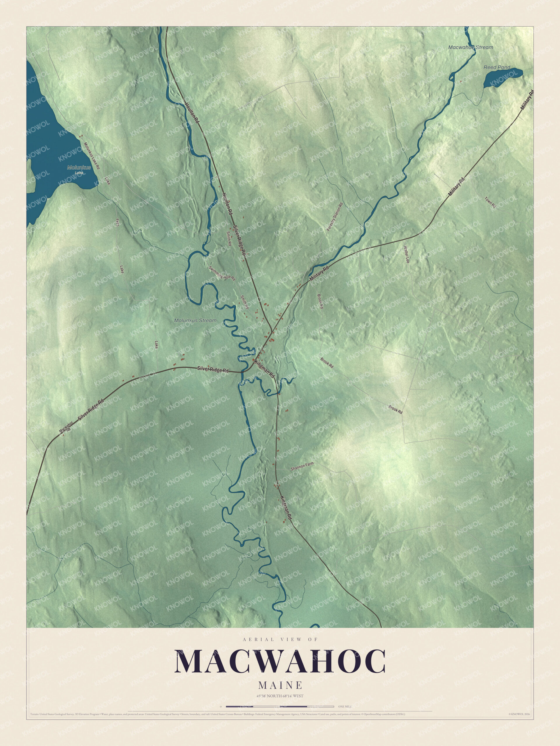 Protected watermarked complete map of Macwahoc, Maine