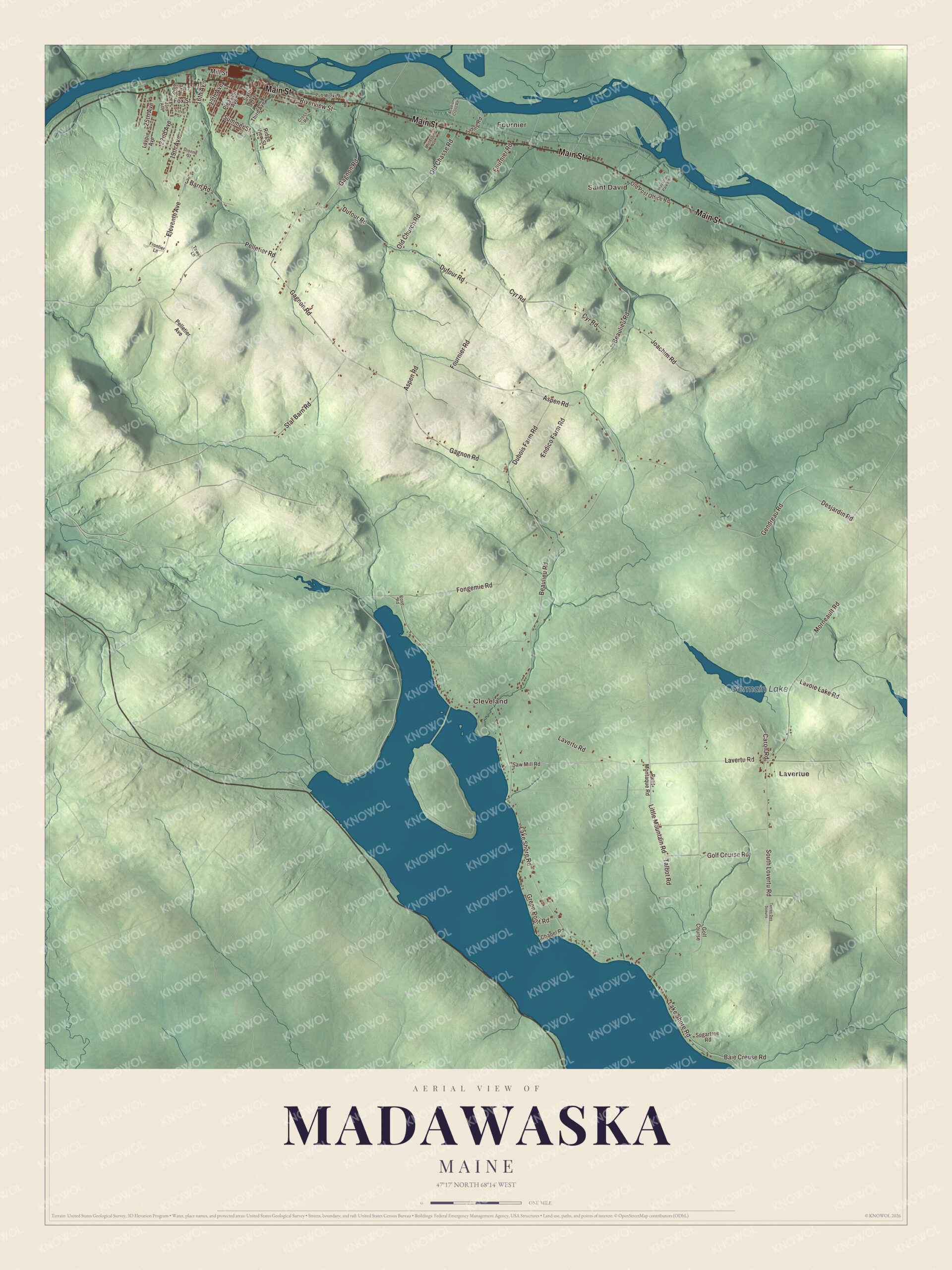 Protected watermarked complete map of Madawaska, Maine