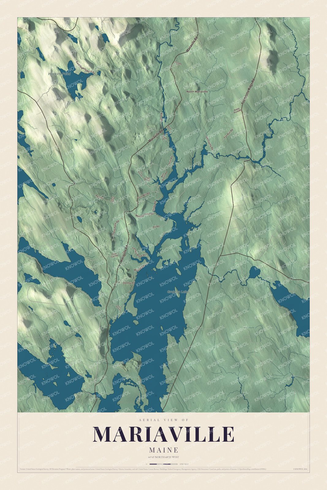 Protected watermarked complete map of Mariaville, Maine