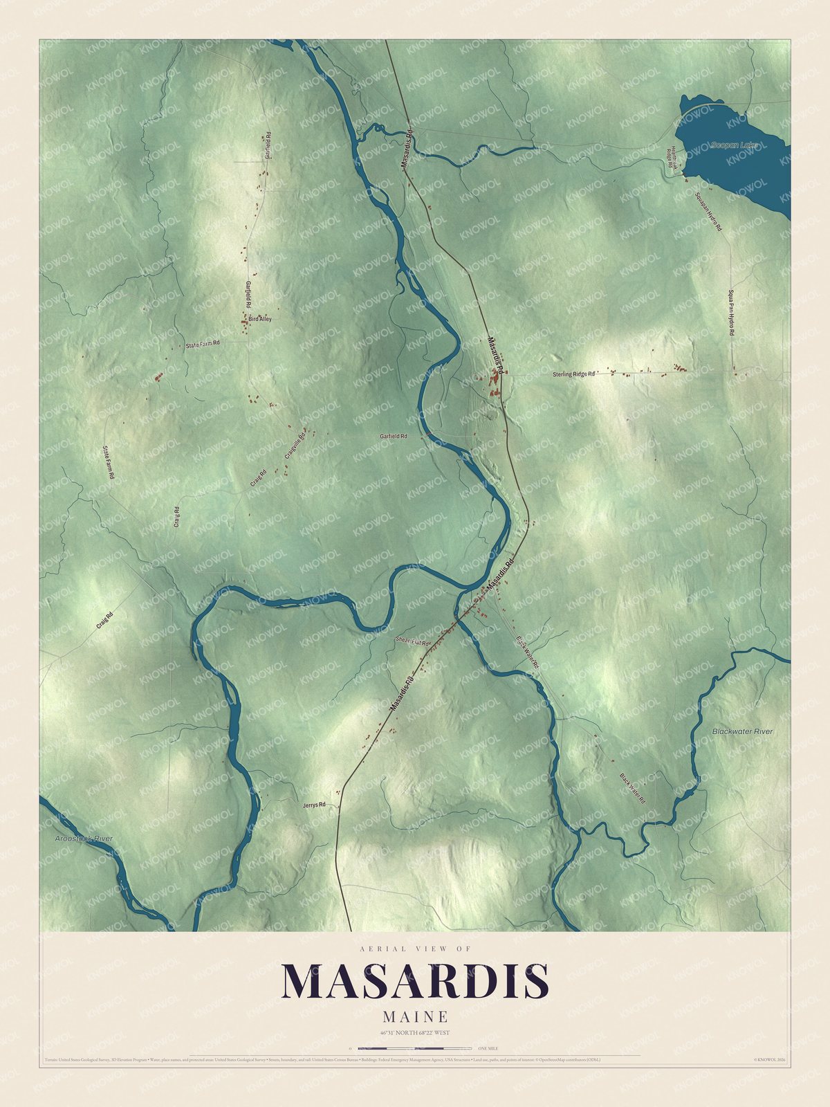 Protected watermarked complete map of Masardis, Maine