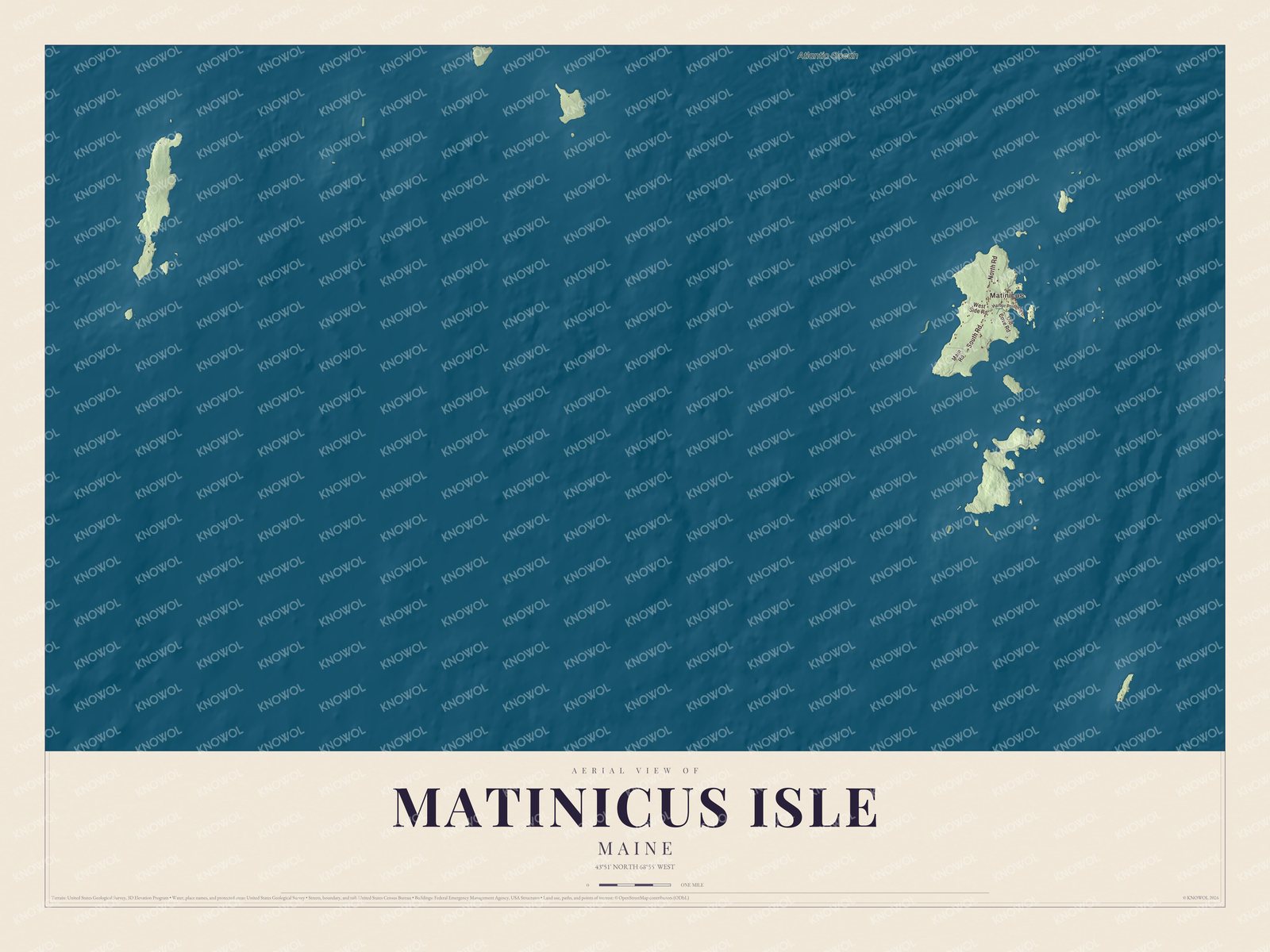 Protected watermarked complete map of Matinicus Isle, Maine