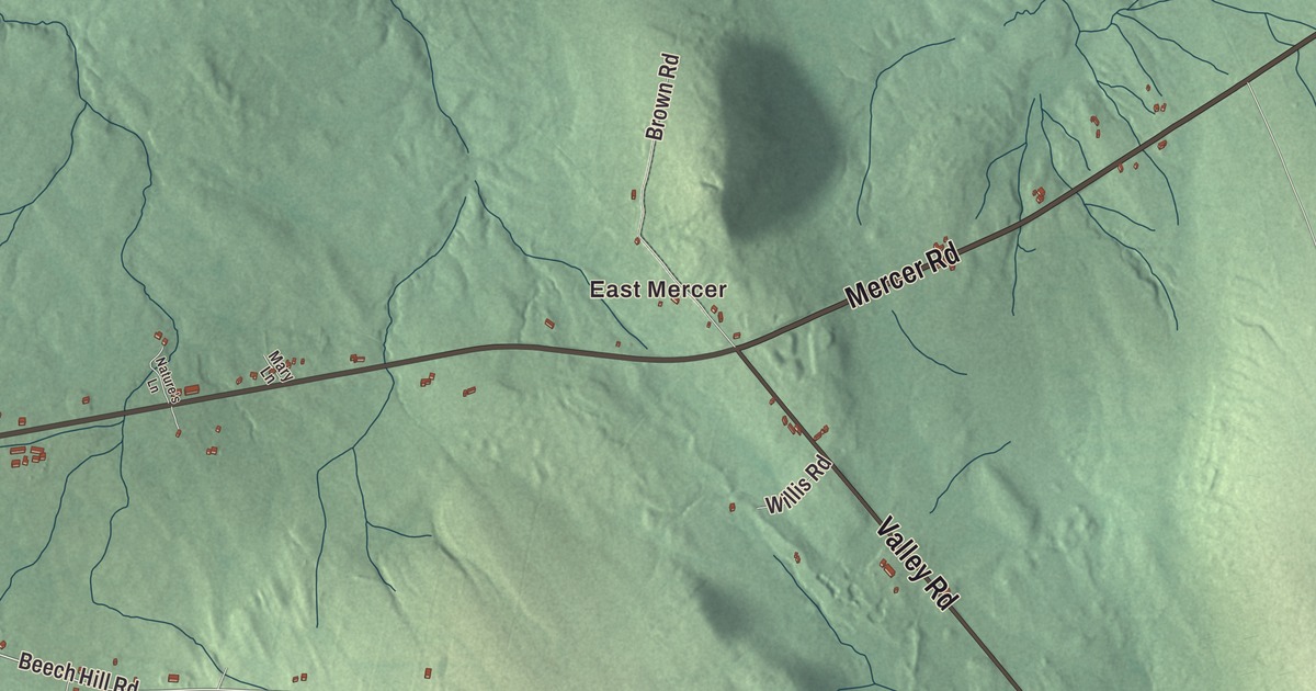 Map of Mercer, Maine