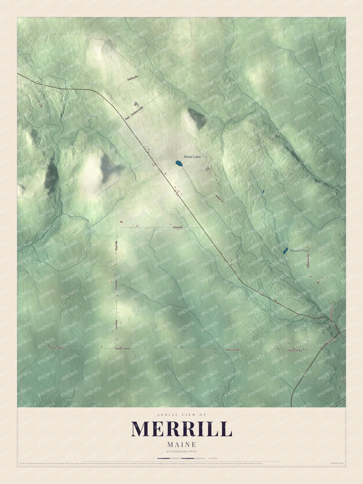 Protected watermarked complete map of Merrill, Maine