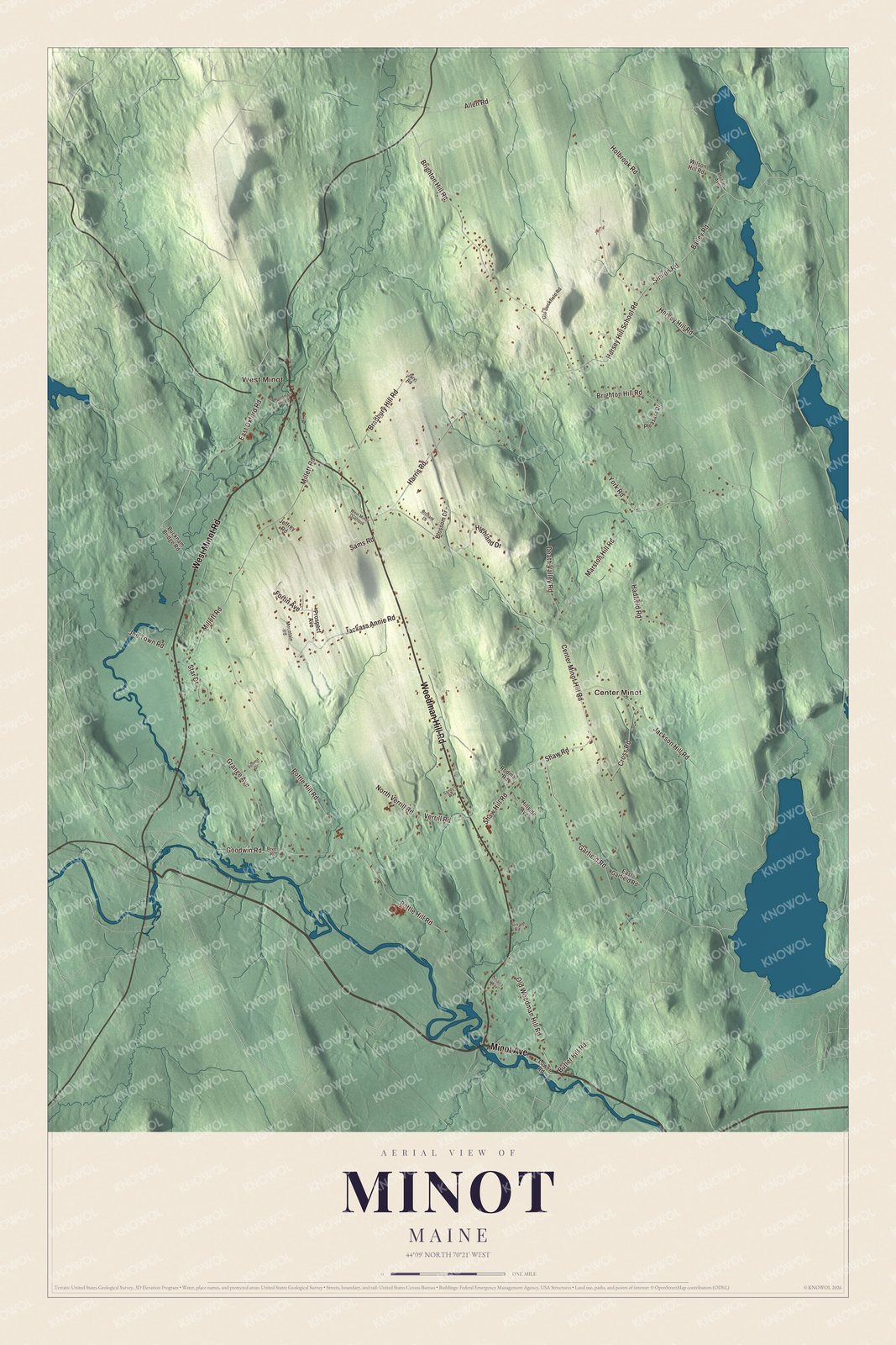 Protected watermarked complete map of Minot, Maine