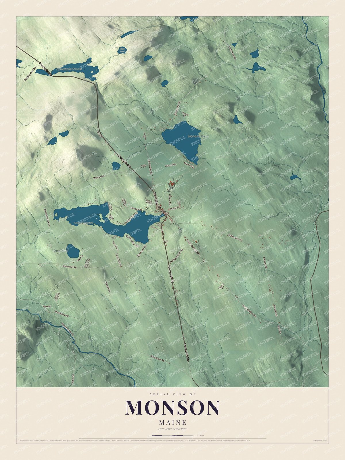 Protected watermarked complete map of Monson, Maine