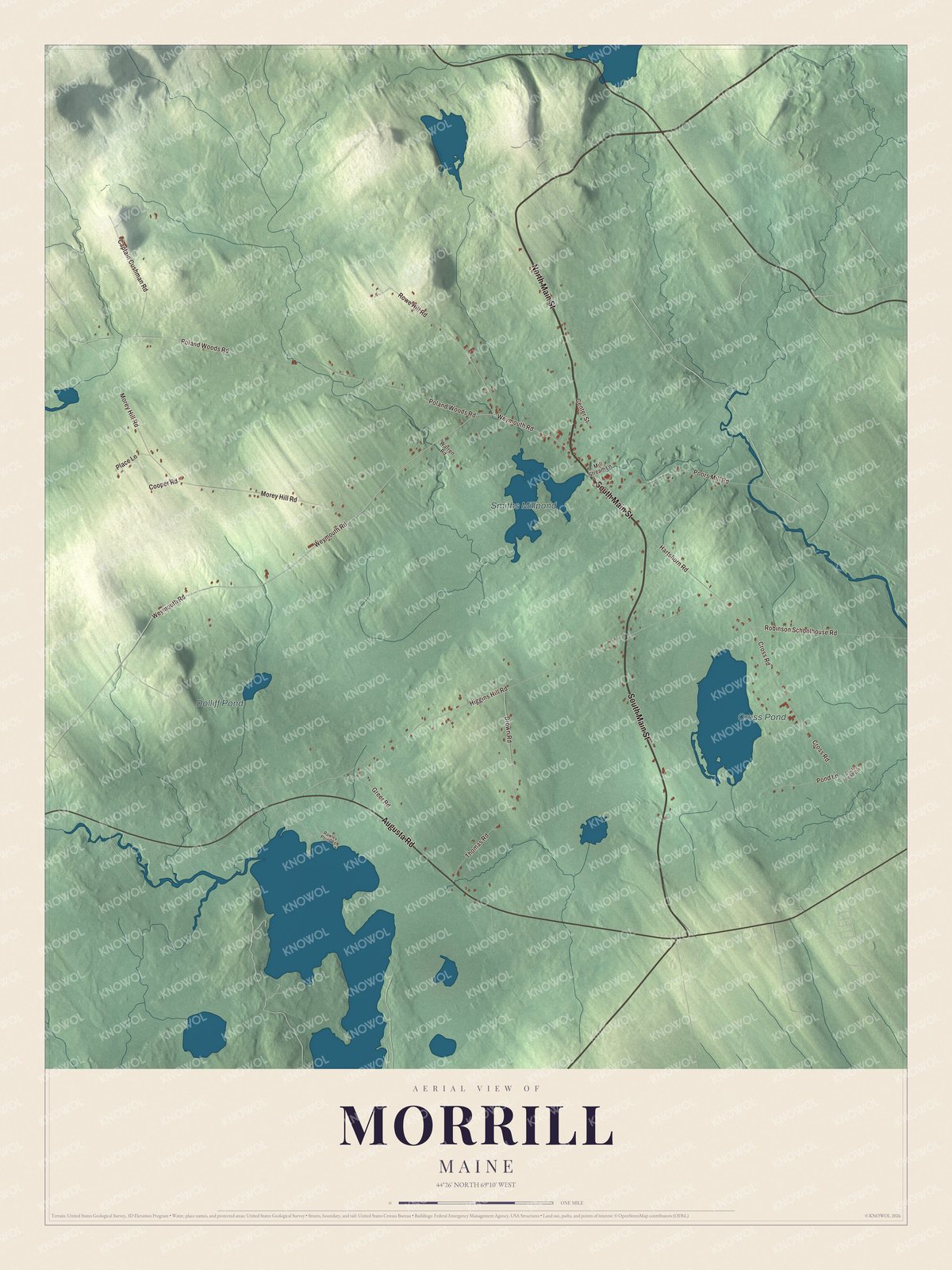 Protected watermarked complete map of Morrill, Maine