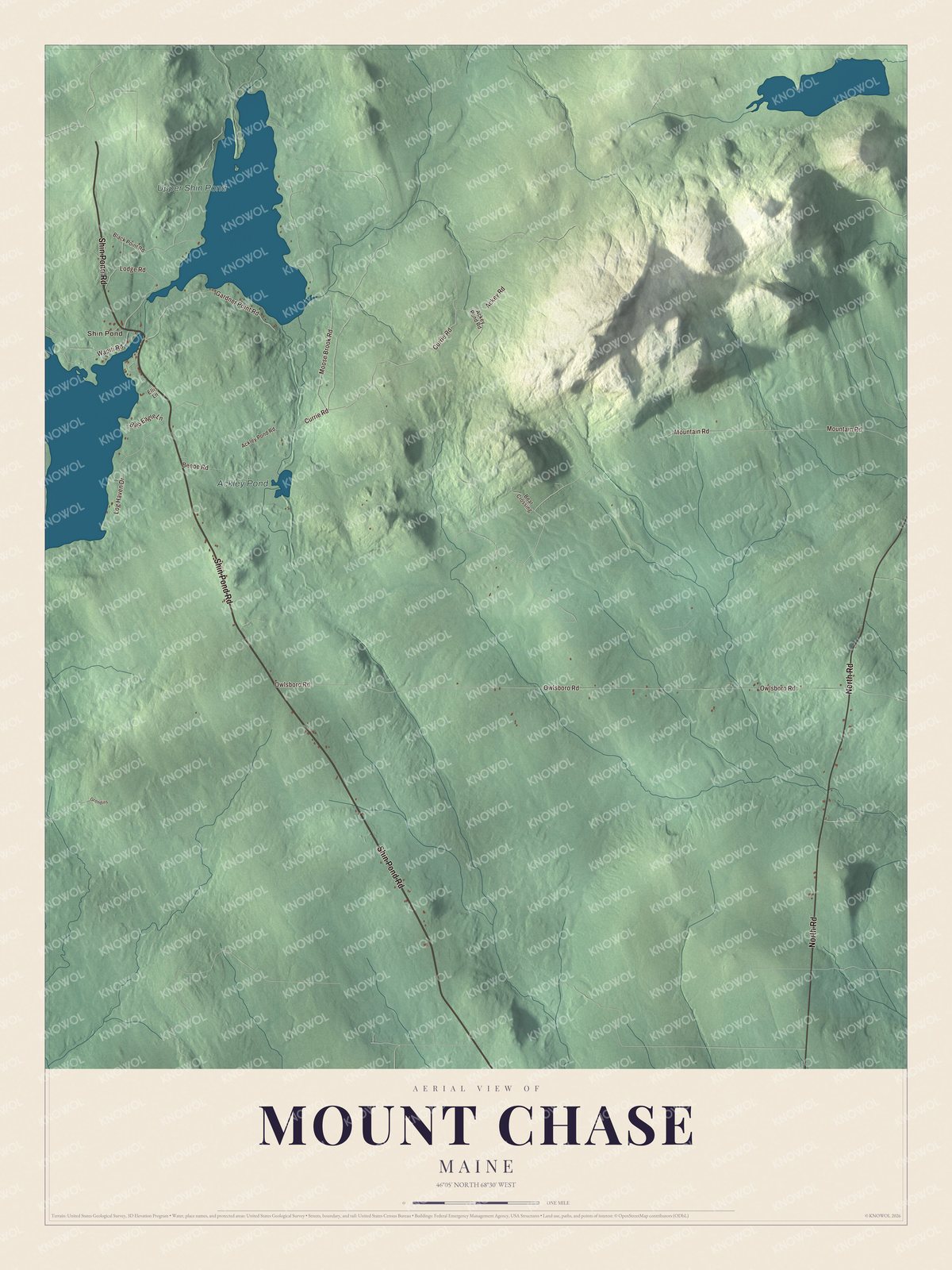 Protected watermarked complete map of Mount Chase, Maine