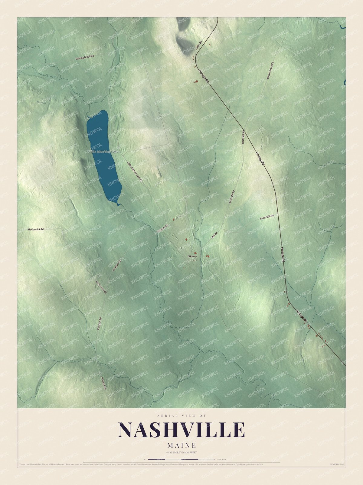 Protected watermarked complete map of Nashville, Maine
