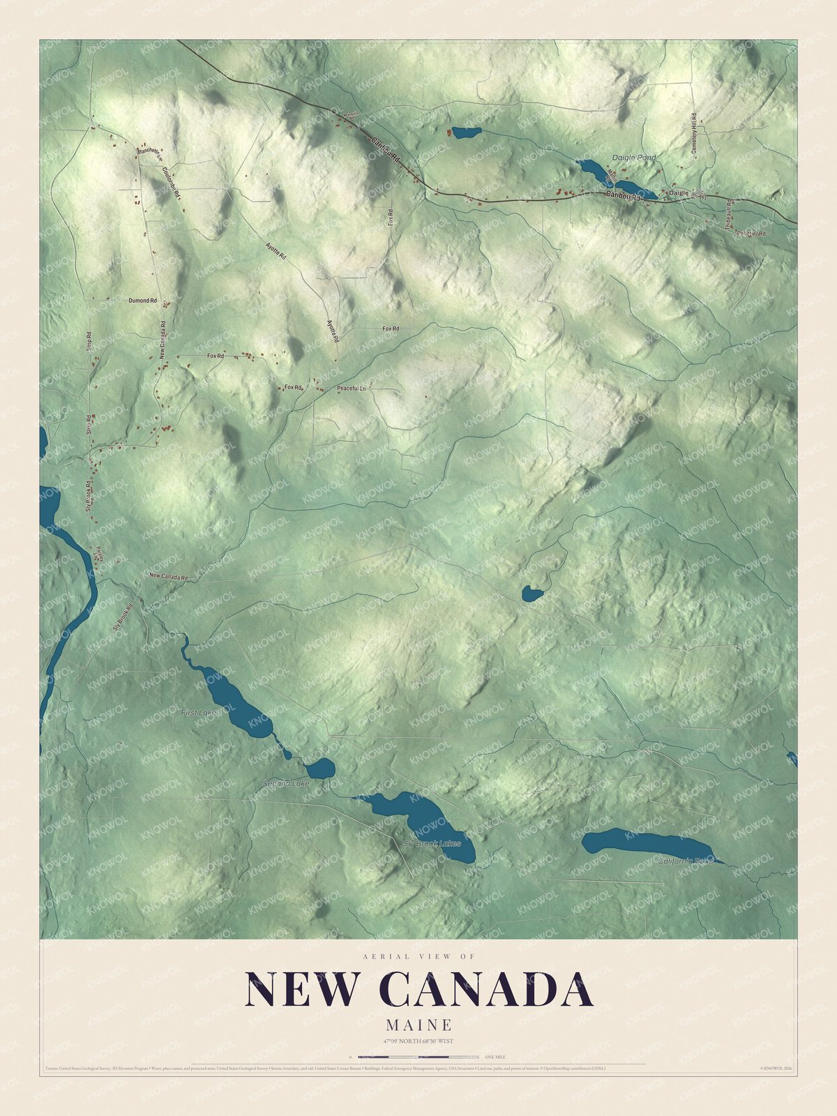 Protected watermarked complete map of New Canada, Maine