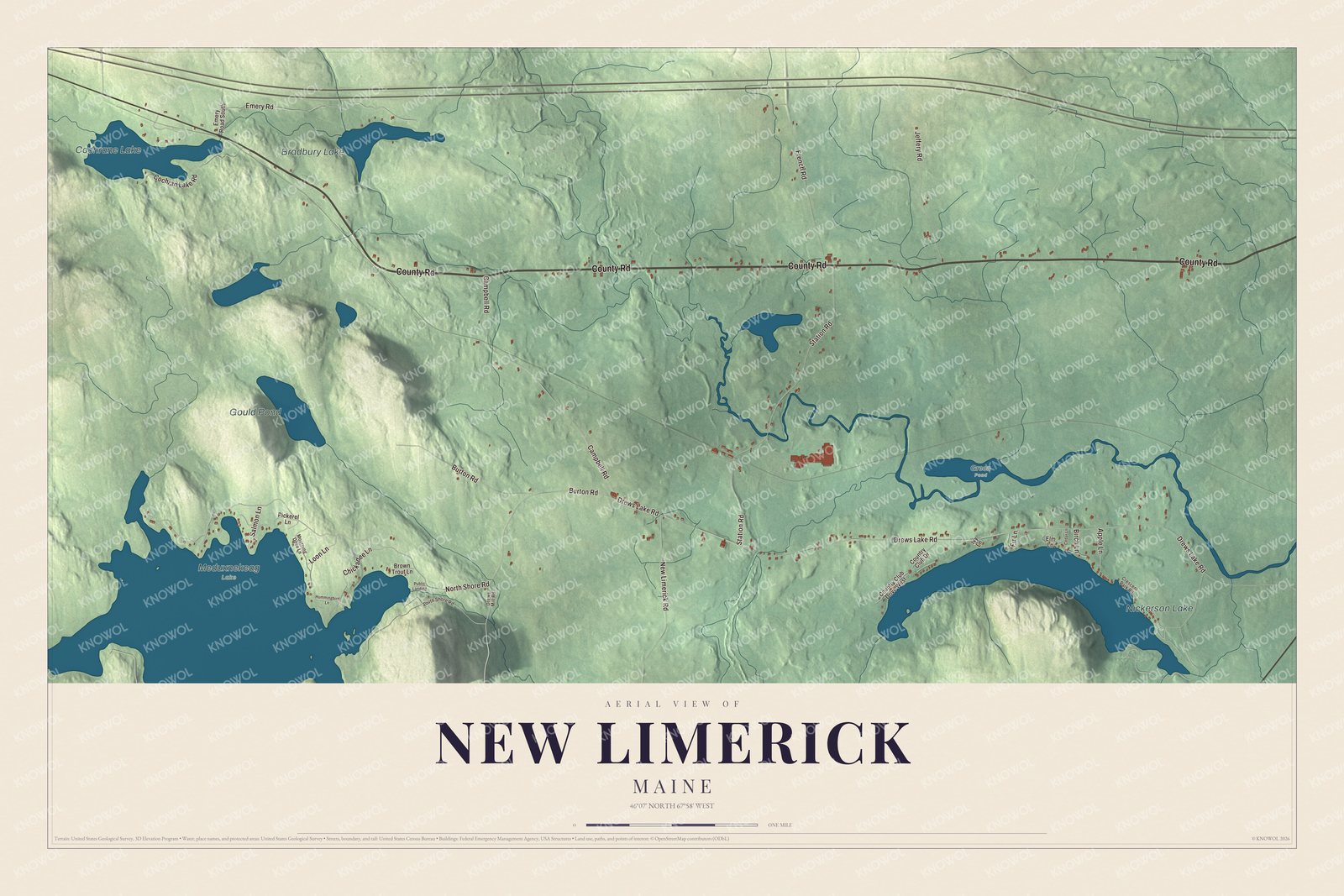 Protected watermarked complete map of New Limerick, Maine