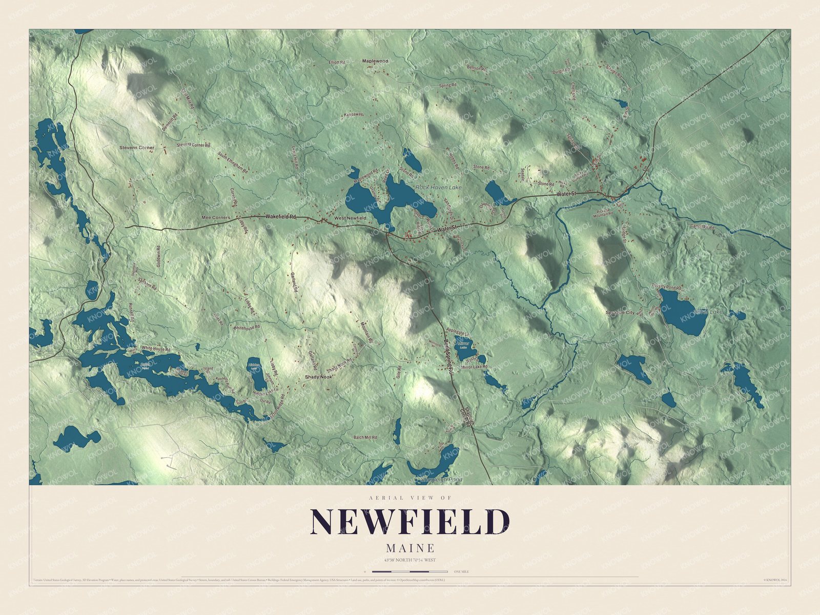 Protected watermarked complete map of Newfield, Maine